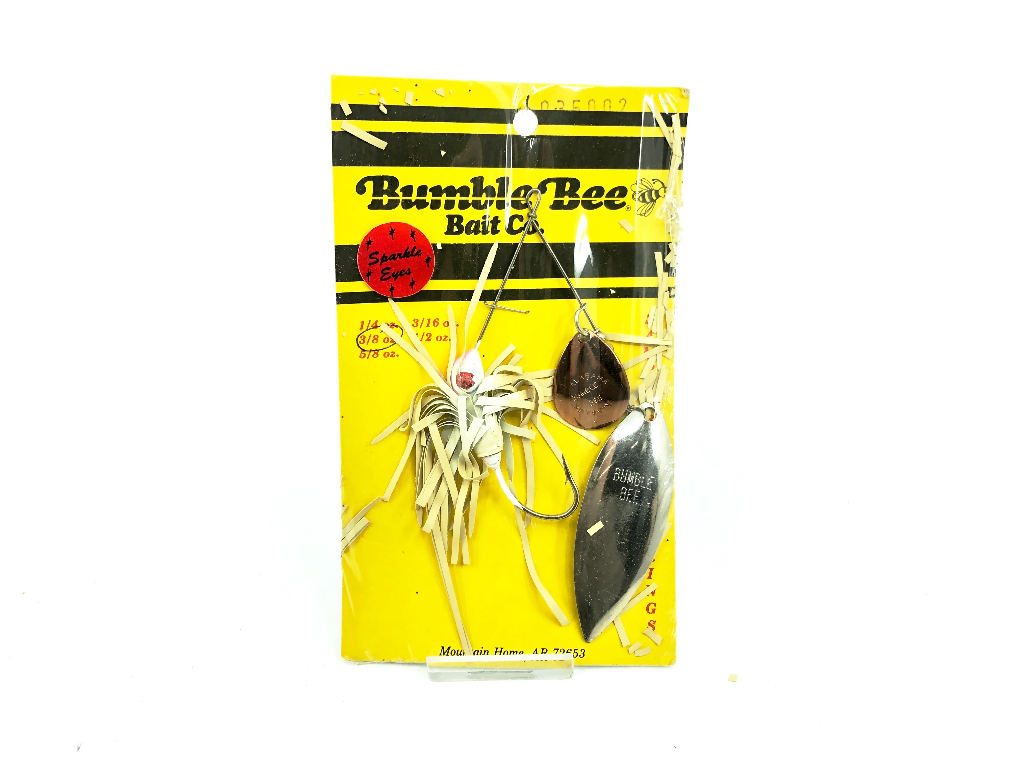bumble bee fishing lure Bumble Bee Bait Co. 3/8oz Sparkle Eyes Spinner, White Jig/Skirt Color – My  Bait Shop, LLC