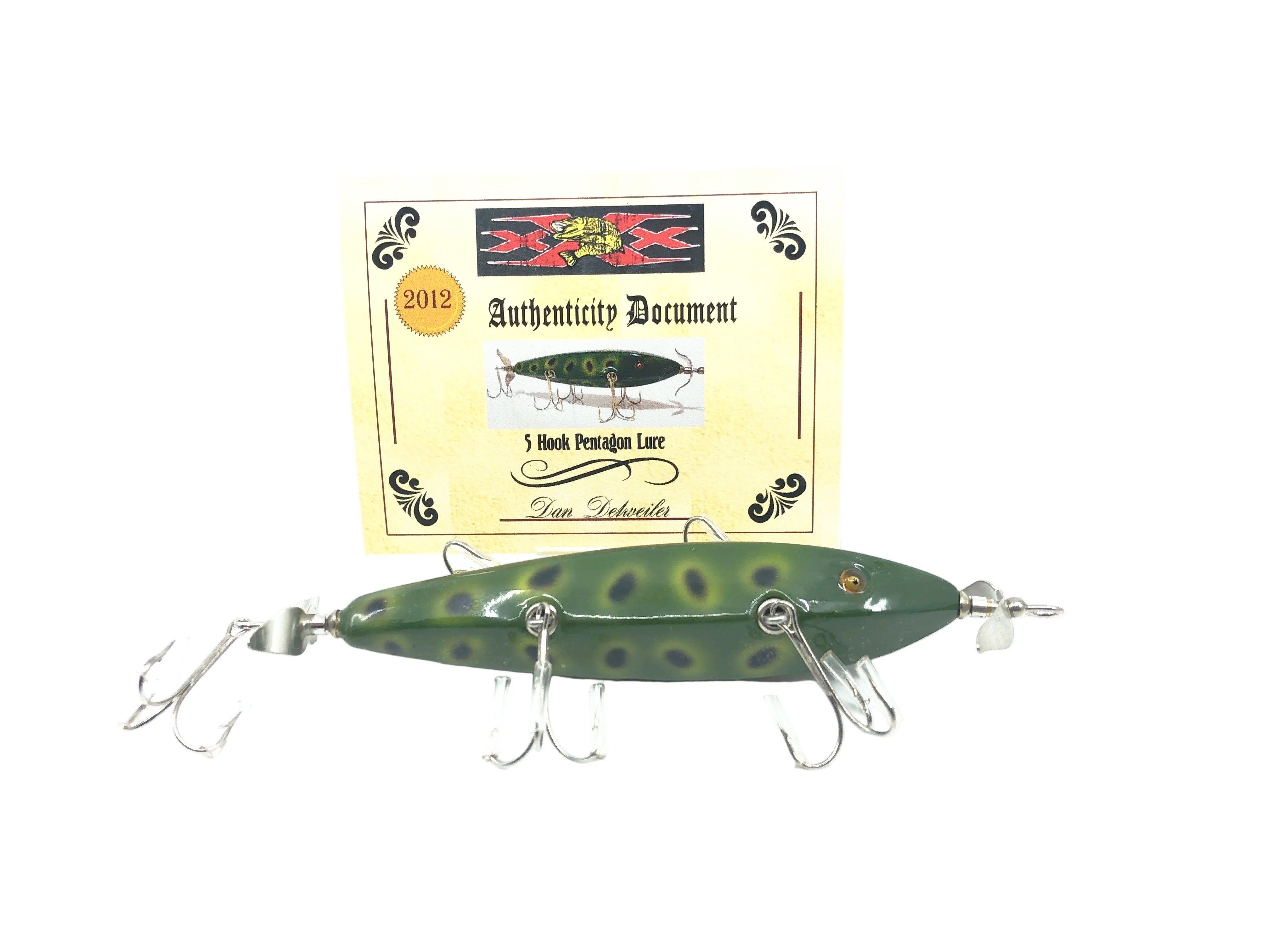 dan lure fishing Musky (XXX Lures) 5 Hook Pentagon Lure, Frog Spot w/COA Aquariums & Decor you can invite it Model No.:ALT-4000SV Best Braided Fishing Lines