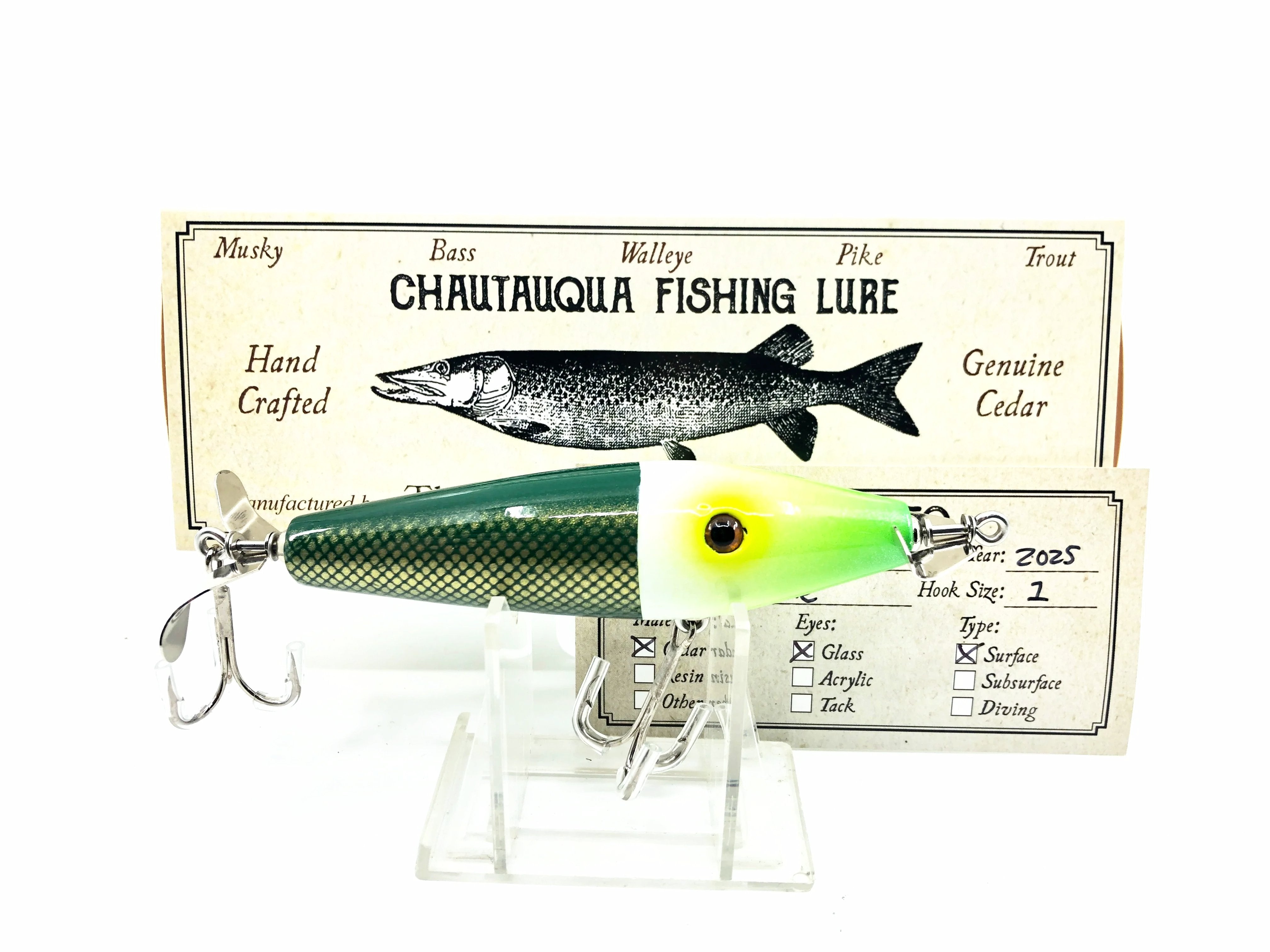 Bait Walleye 101 Store Chautauqua Topwater Minnow, Lemon Lime