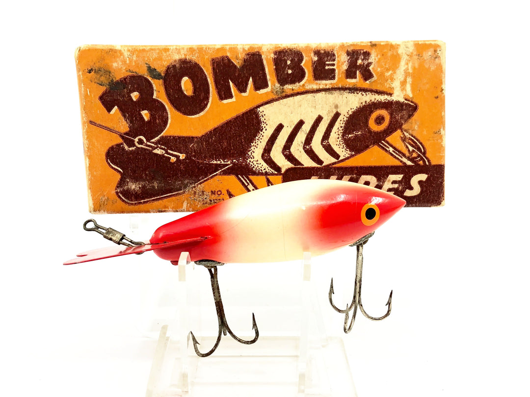 Bomber Wooden 600 Series, #10 Red Head & Tail/White Body Color with Box - Early model
