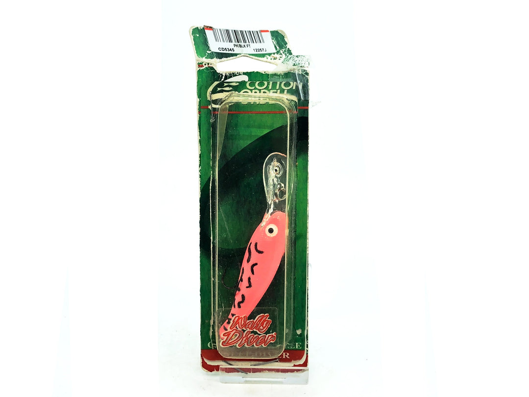 Cordell Wally Diver, Pink/Black Fire Tiger Color on Card