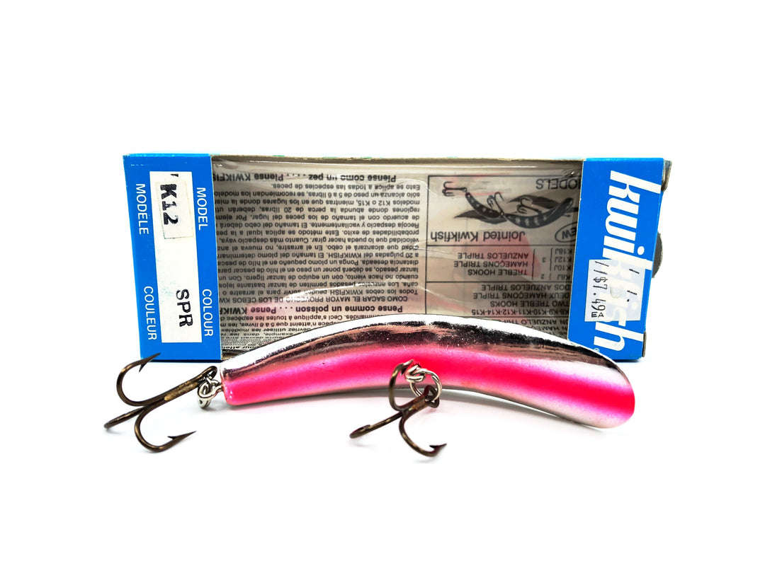 Pre Luhr-Jensen Kwikfish K12, SPR Silver Plate/Red Fluorescent Stripe Color New in Box Old Stock