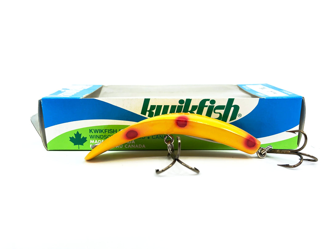 Pre Luhr-Jensen Kwikfish K12, YE Yellow/Black & Red Spots Color New in Box Old Stock