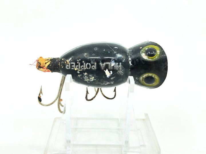 Arbogast Hula Popper, Black Color, Early Bug Eyed Model