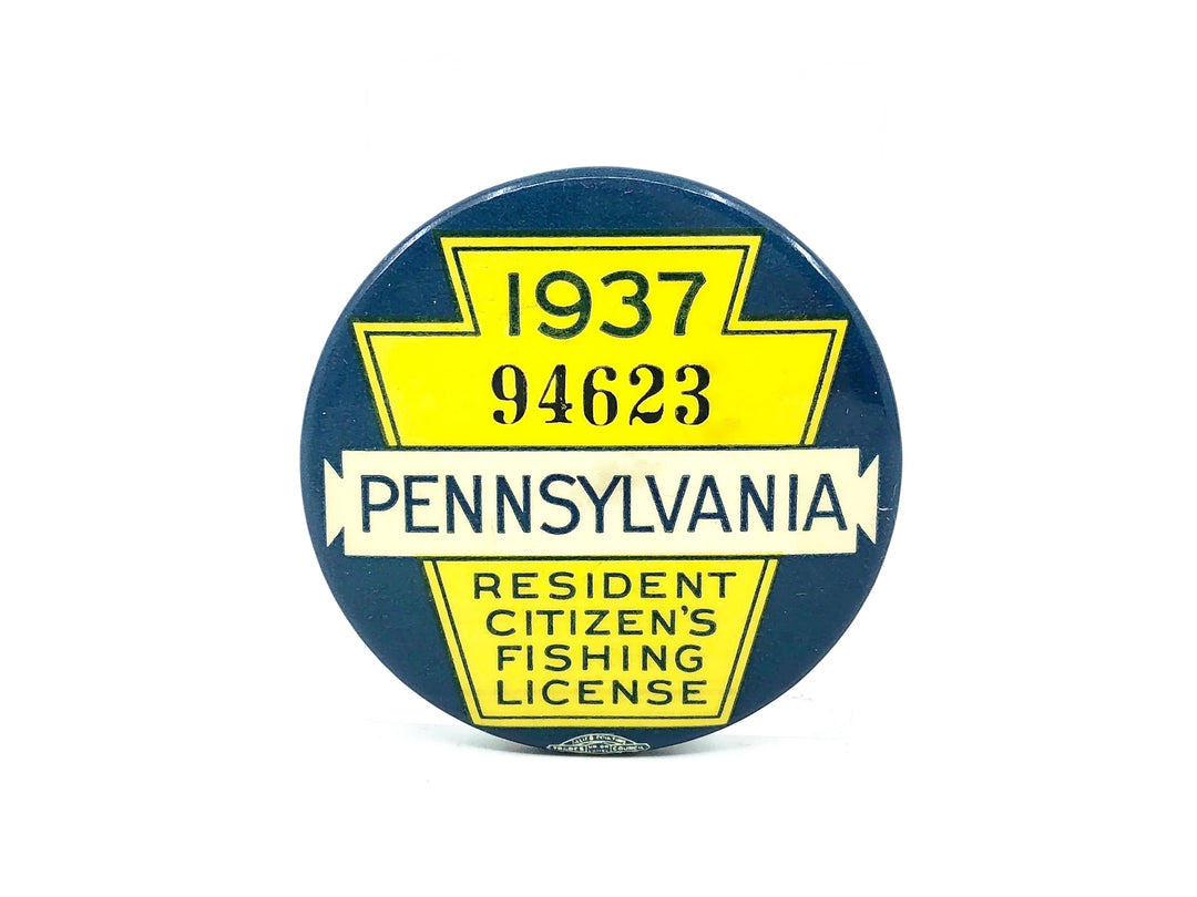 1937 Pennsylvania Resident Fishing License Button