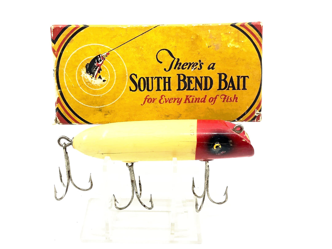 South Bend No. 973 Bass-Oreno, RH Red Head/White Body Color Box