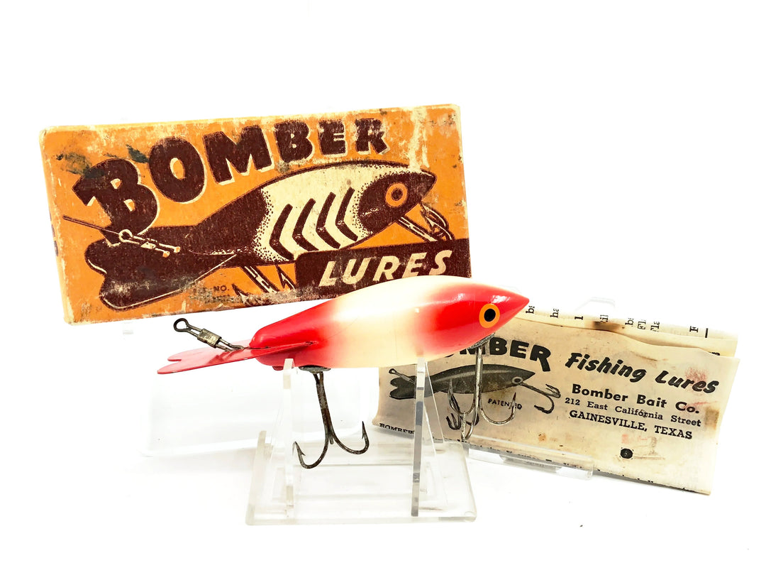 Bomber Wooden 600 Series, #10 Red Head & Tail/White Body Color with Box - Early model