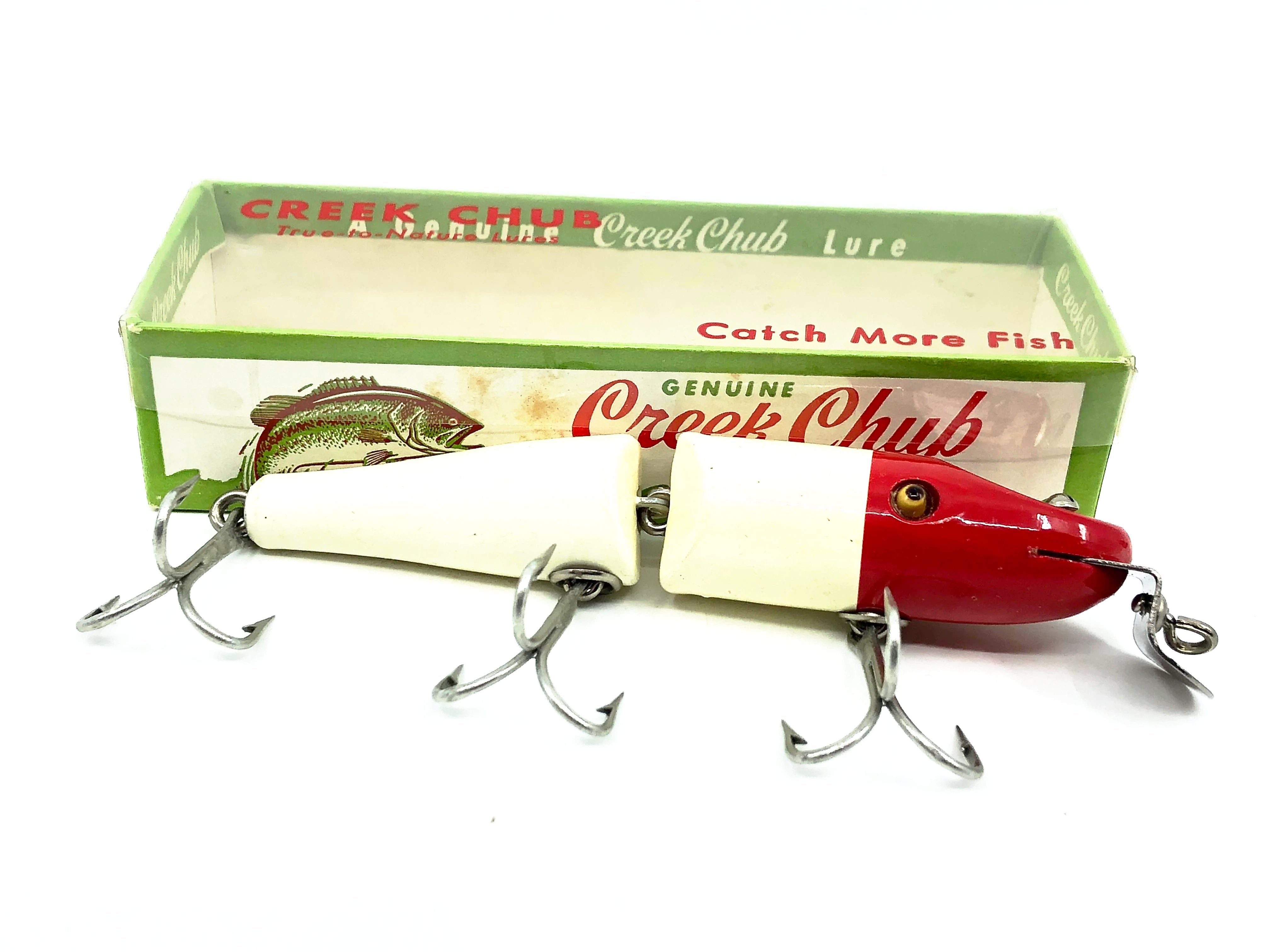 creek chub fishing lures Creek Chub Jointed Pikie 2600 Red White Color 2602 with Box – My Bait Shop, LLC