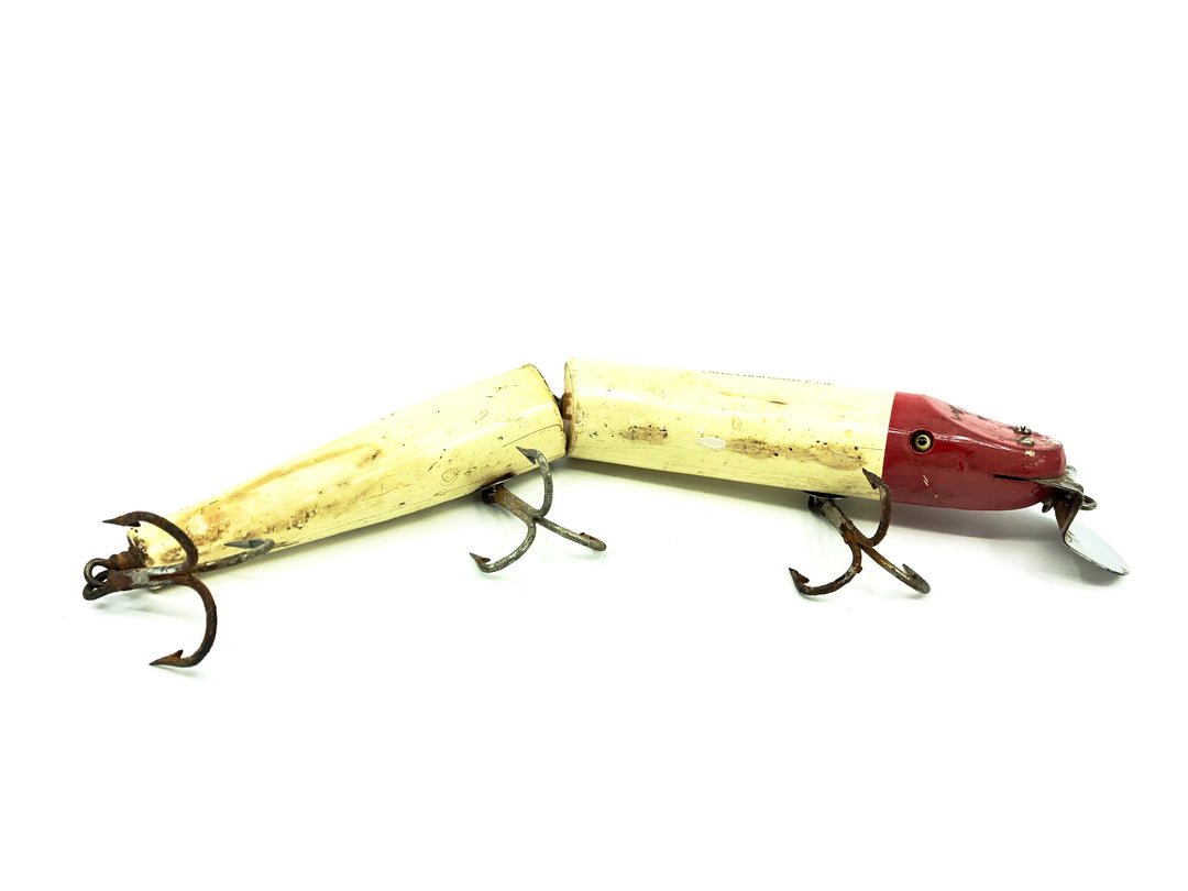 Creek Chub Wooden Giant Jointed Pikie 800, #02 Red Head/White Color