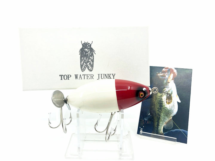 Top Water Junky Drop Rat Lure, Red Head/White Body Color with Box