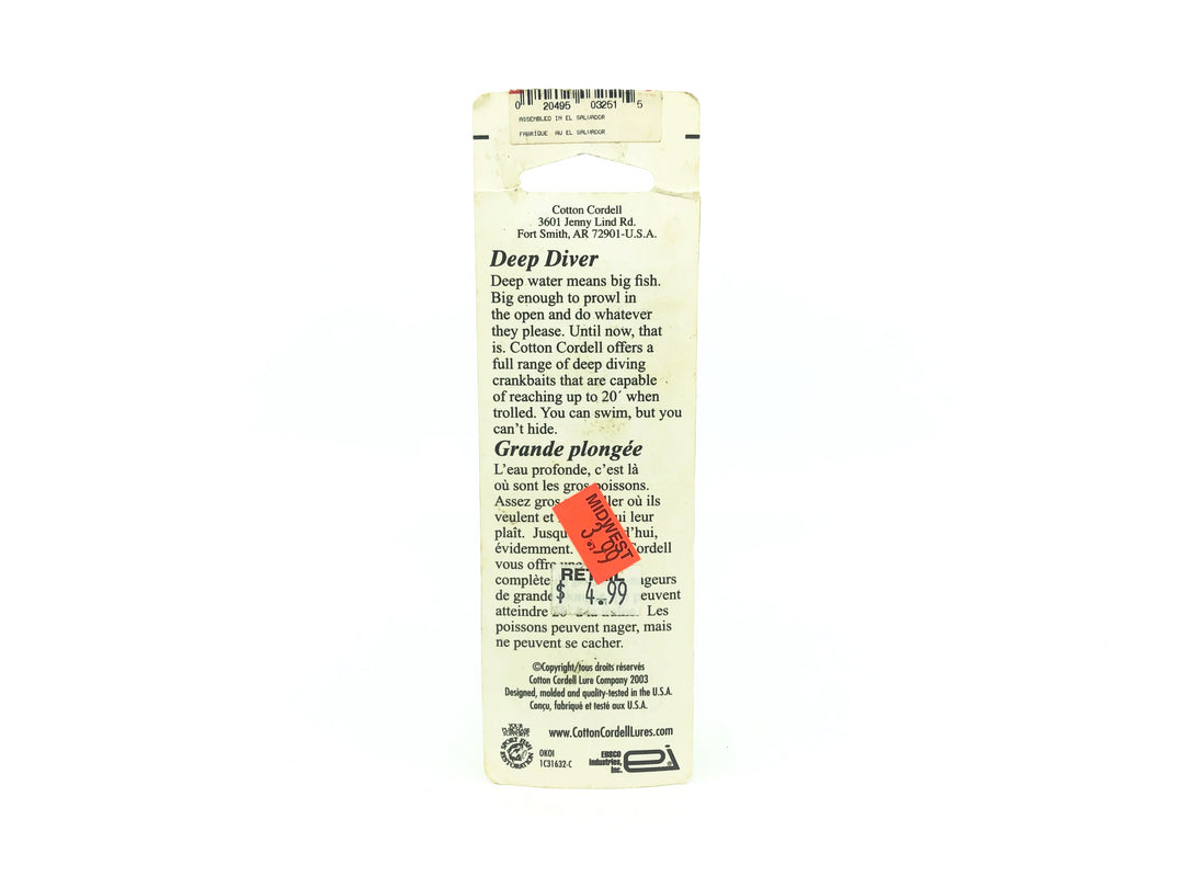 Cotton Cordell Grappler Shad, #412 White Perch Color on Card