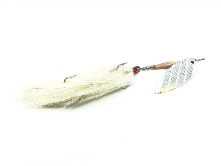 Spinda Spinners Tandem Musky Bucktail Spinner, White/Silver Color