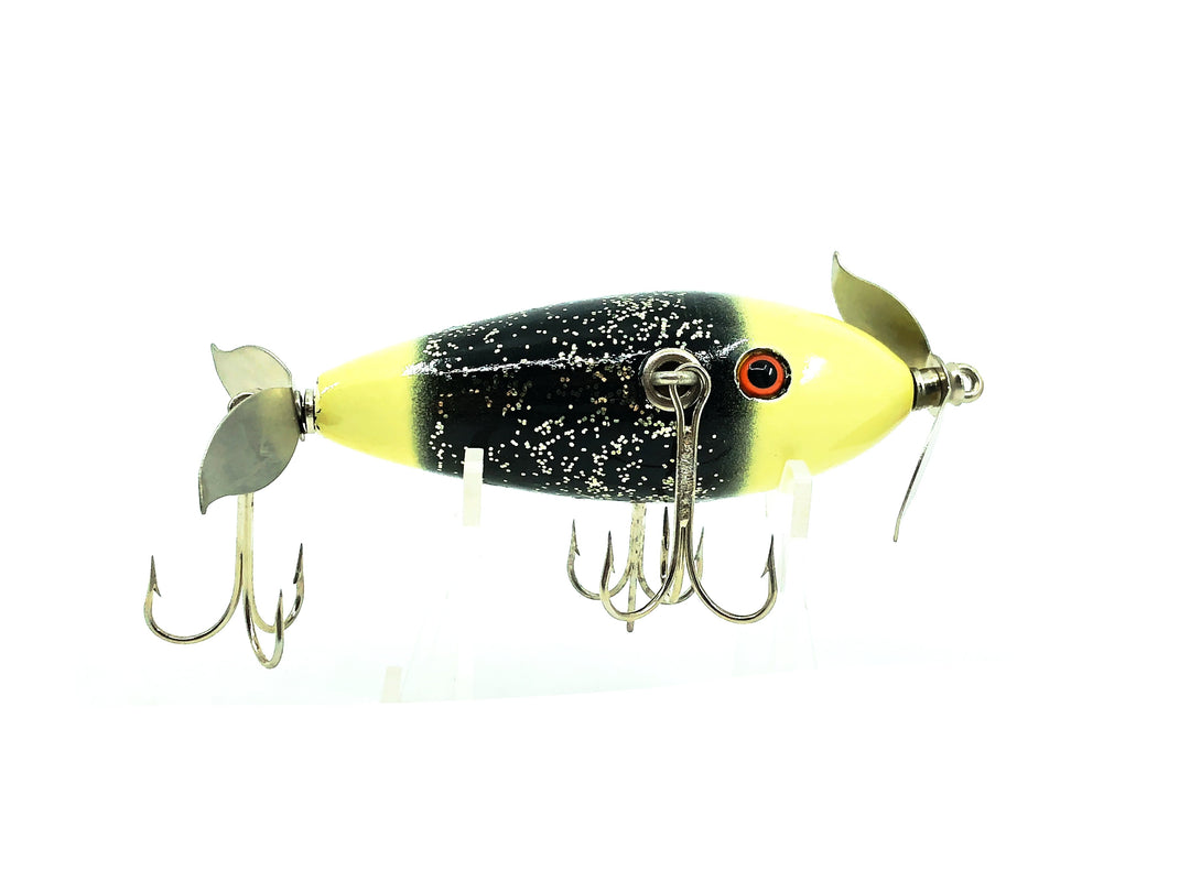 Contemporary 3 Hook Minnow, White Head & Tail/Black Silver Flitter Color