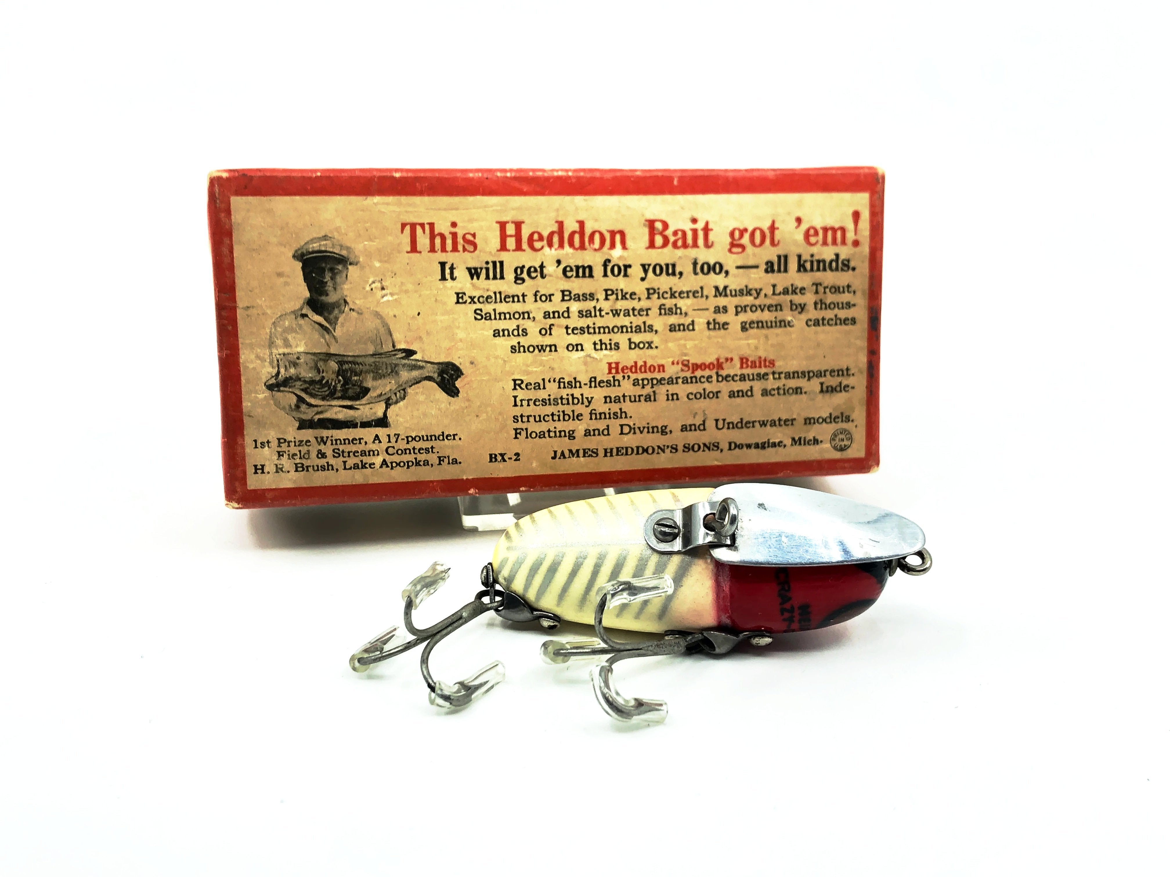 ルアー・フライ HEDDON CRAZY CRAWLER #2120 XRW Heddon Crazy Crawler 2120, XRW White & Red Shore Color with