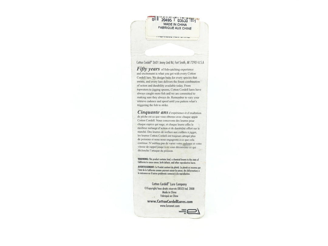 Cotton Cordell Popper, Smokey Joe Color on Card