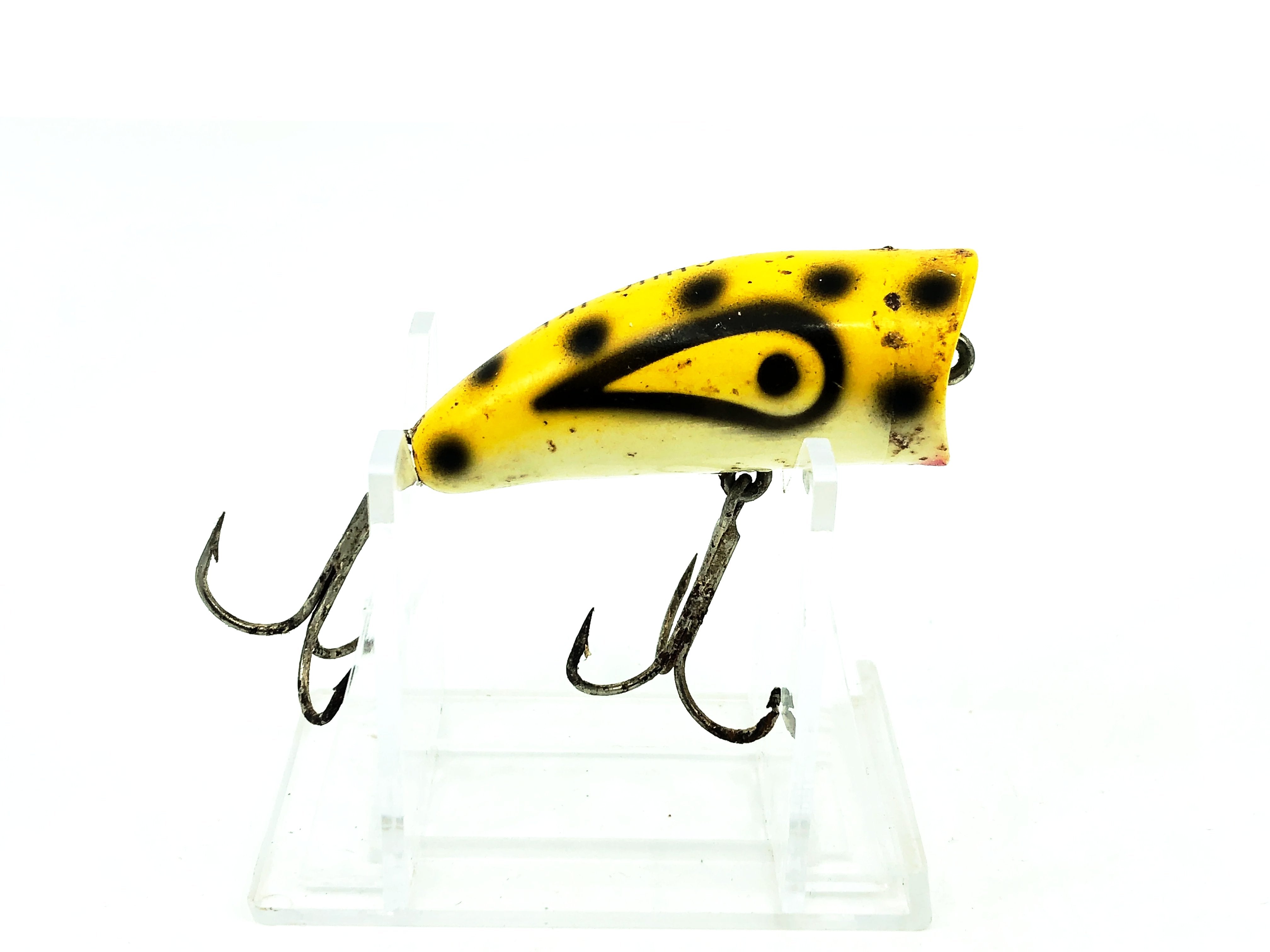 chug ike fishing lure KAUTZKY Vintage Topwater YELLOW w/ BLACK DOT class fish Belly Stencil Vintage KAUTZKY