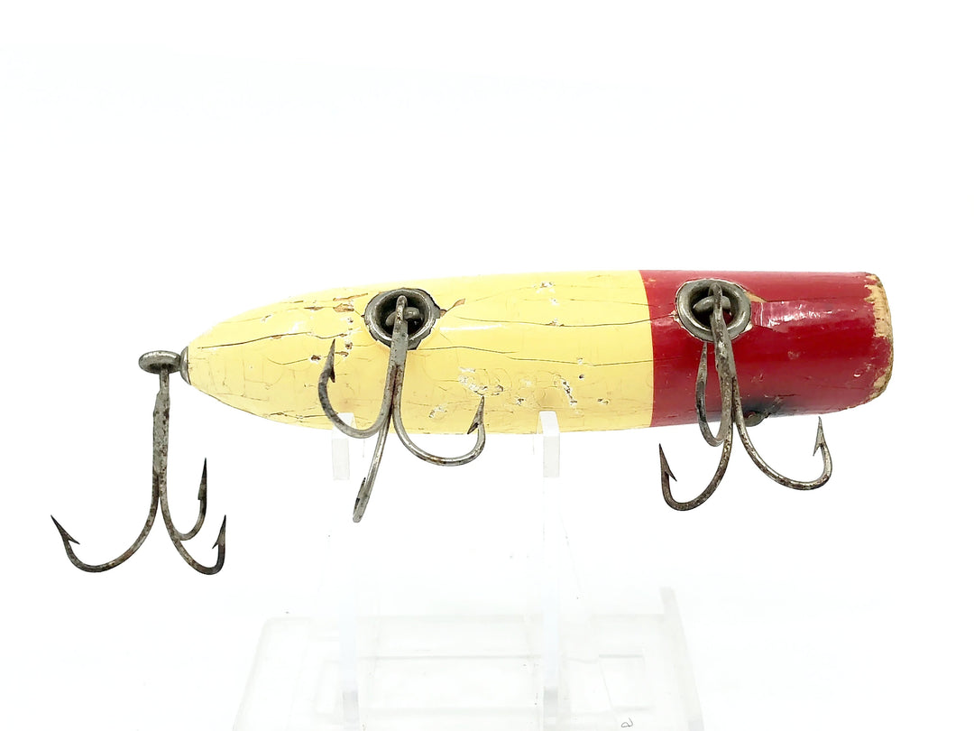 South Bend Vintage Glass Eye Wooden Bass Oreno Red White Color