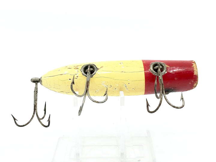 South Bend Vintage Glass Eye Wooden Bass Oreno Red White Color