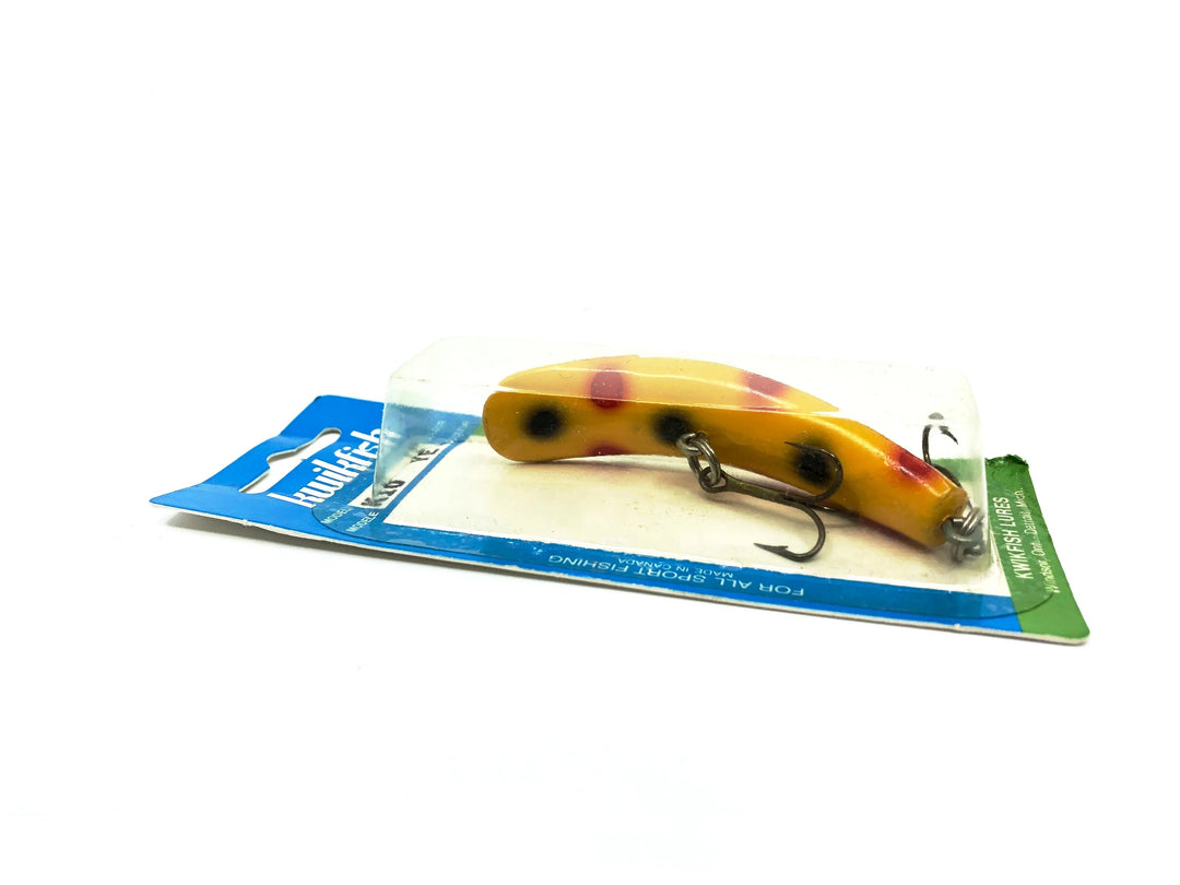 Pre Luhr-Jensen Kwikfish K10, YE Yellow Red/Black Spots Color New on Card Old Stock