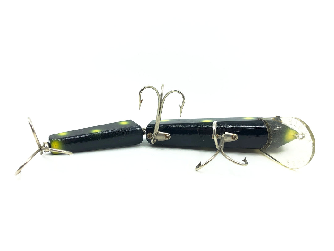 Jimmy Lure's 7" Jointed Musky Bait, Black/Chartreuse Spots Color