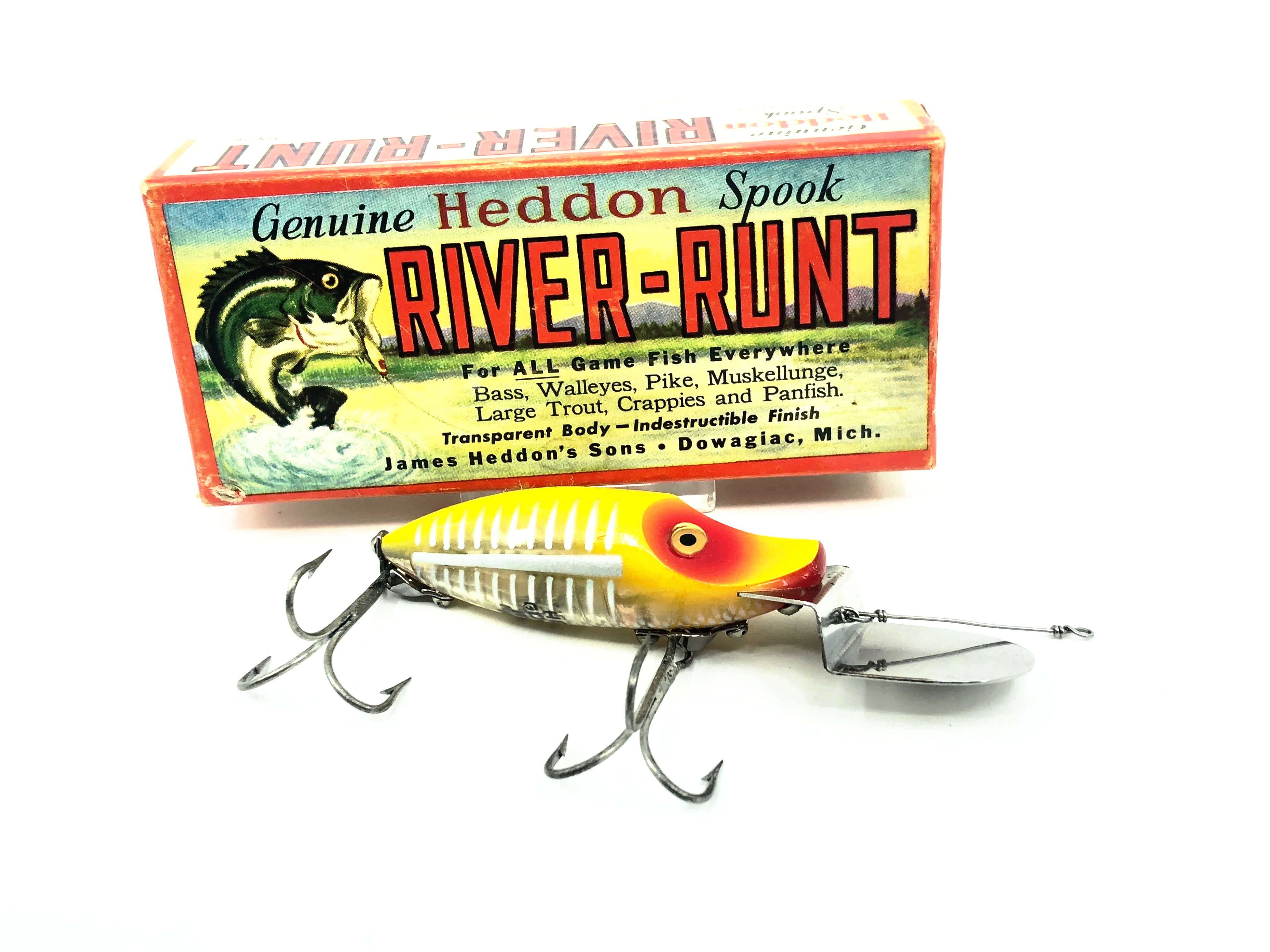 Leurre Vintage Heddon 'River Runt Spook' Go Deeper D9110 - Crankbait Pour Eau Douce Et Salée