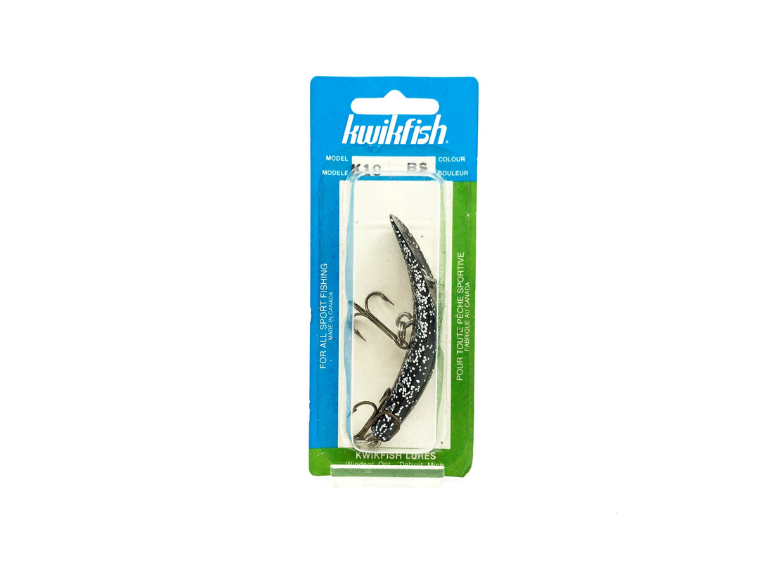Pre Luhr-Jensen Kwikfish K10, BS Black Silver Speck Color New on Card Old Stock