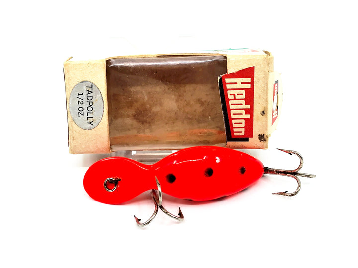 Heddon Tadpolly, RFB Red Fluorescent/Black Spots Color w/Box