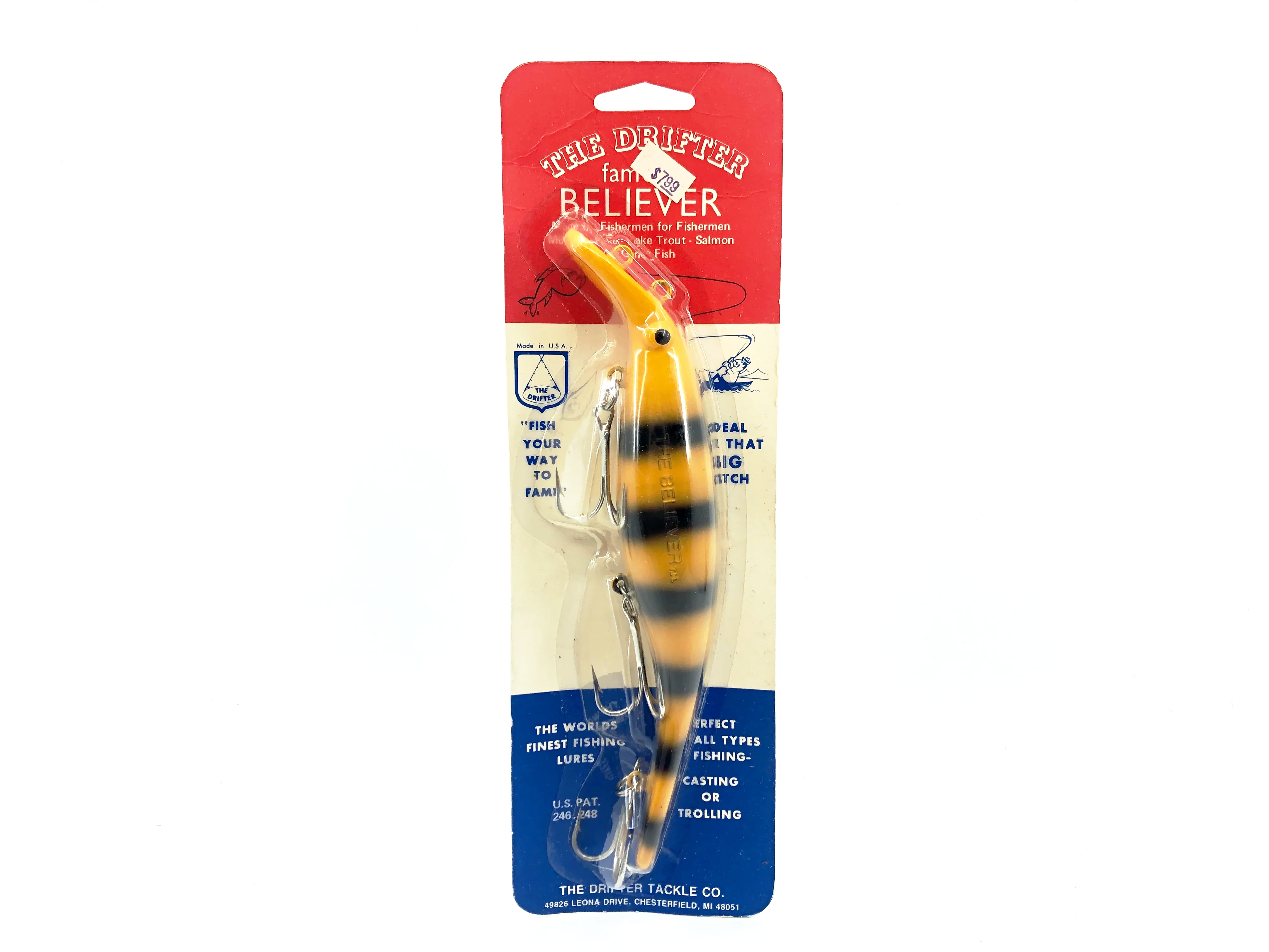 drifter fishing lure Drifter Tackle The Believer 827-S Jailbird Color on Card – My Bait Shop, LLC