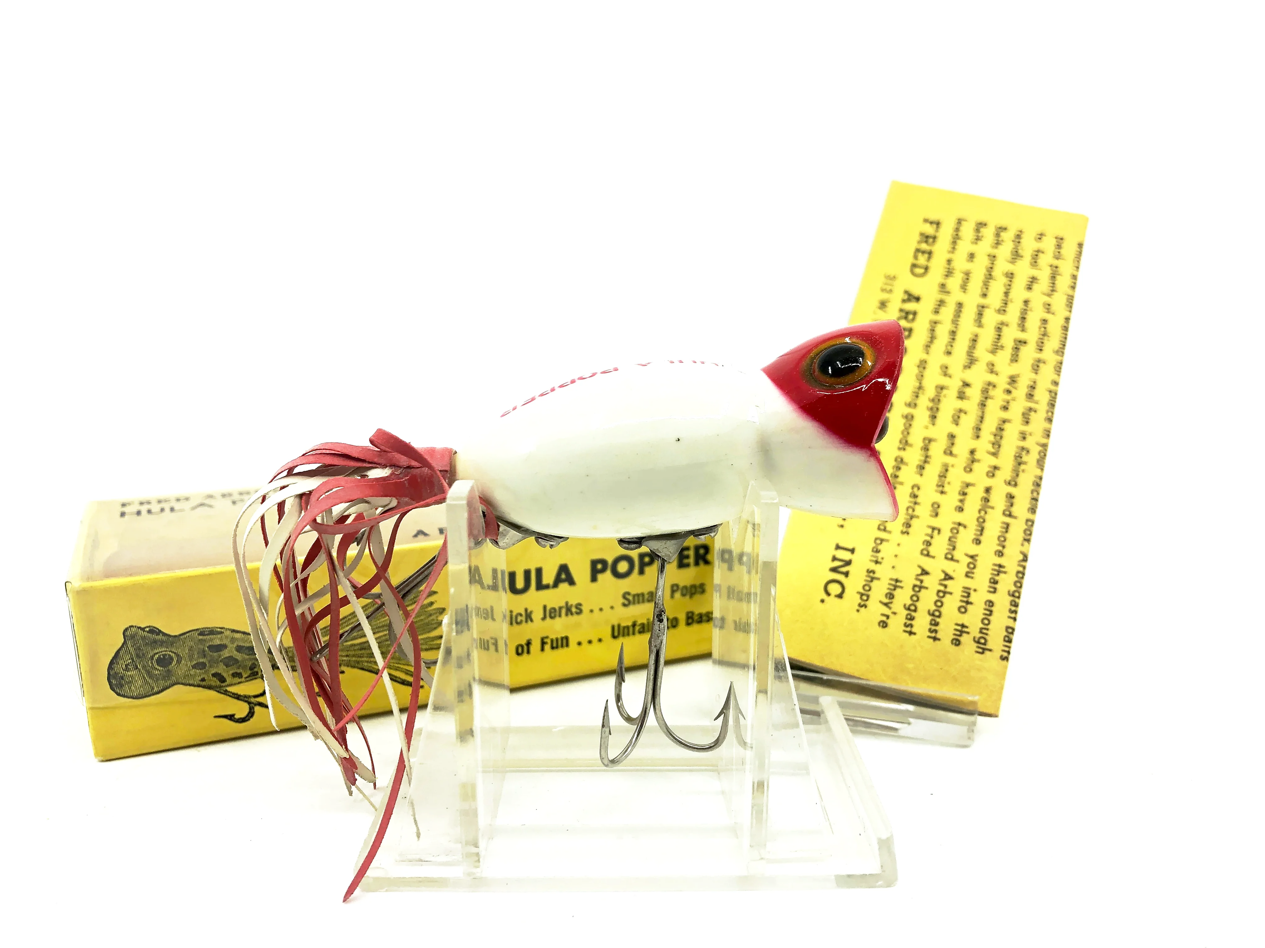 Arbogast Hula Popper 750, R Red/White Color with Box