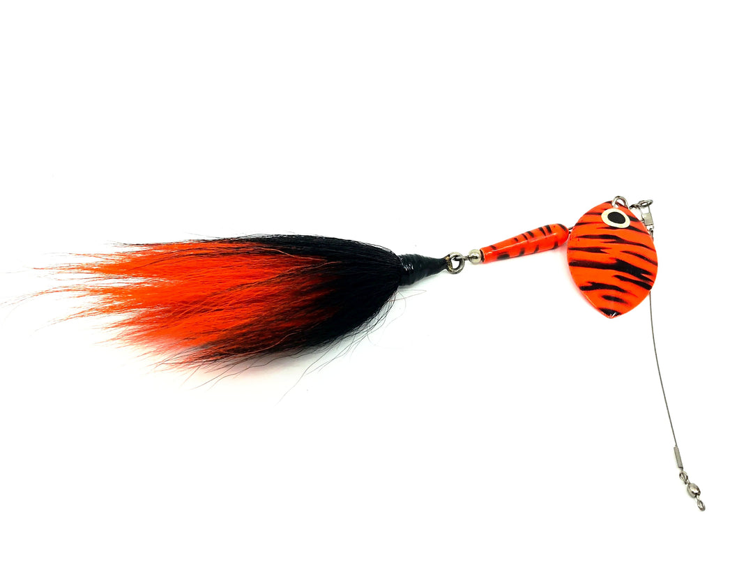 Spinda Spinners Musky Bucktail Spinner, Orange/Black Color