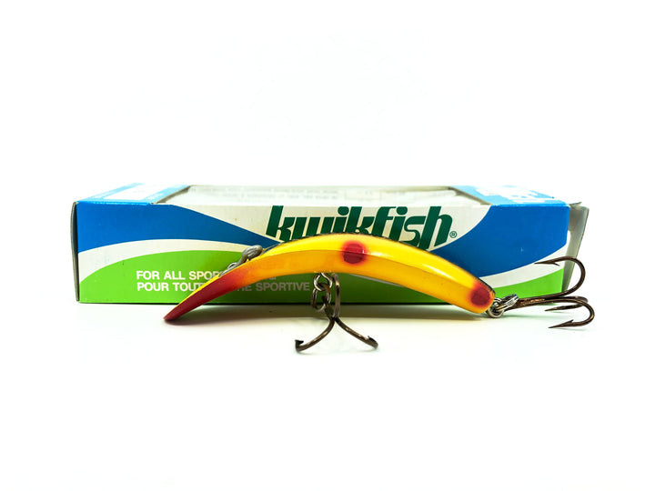 Pre Luhr-Jensen Kwikfish K12, YB Yellow/Red Tip/Black & Red Spots Color New in Box Old Stock