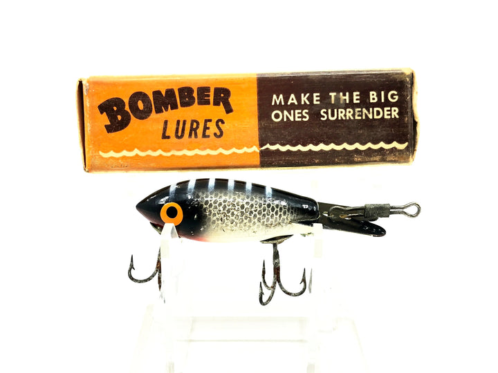 Bomber Wooden 200 Series, #72 Black Back White Belly Silver Sparkle Color with Box