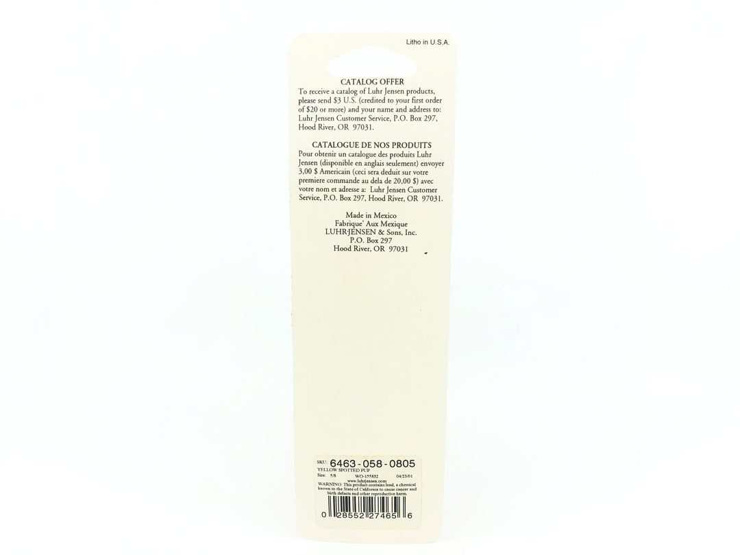 Luhr-Jensen South Bend Nip-I-Diddee, Yellow Coachdog Color on Card