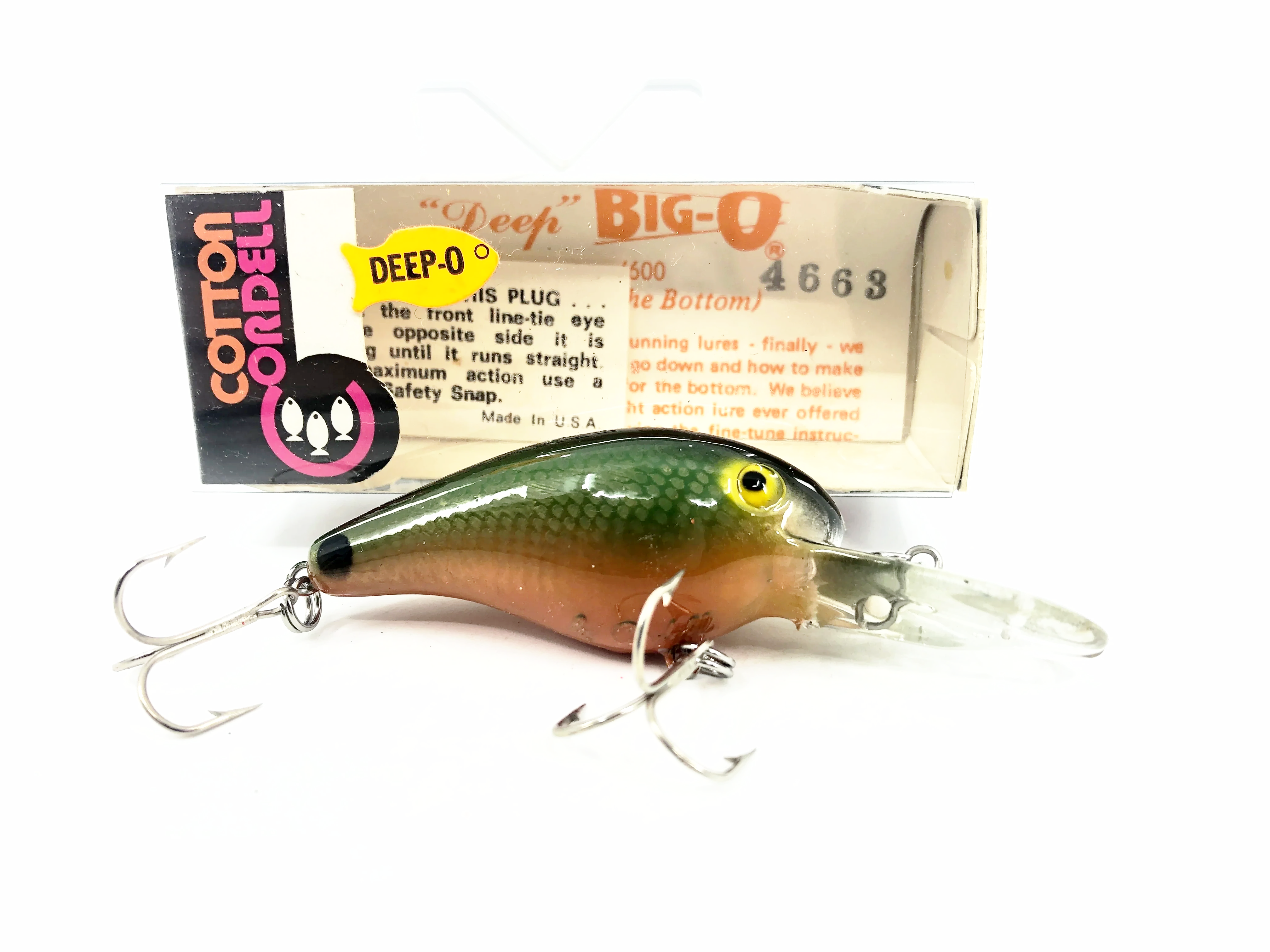 big o fishing lure Cotton Cordell 4600 Deep Big-O, #63 4663 Green Sunfish Color – My Bait  Shop, LLC
