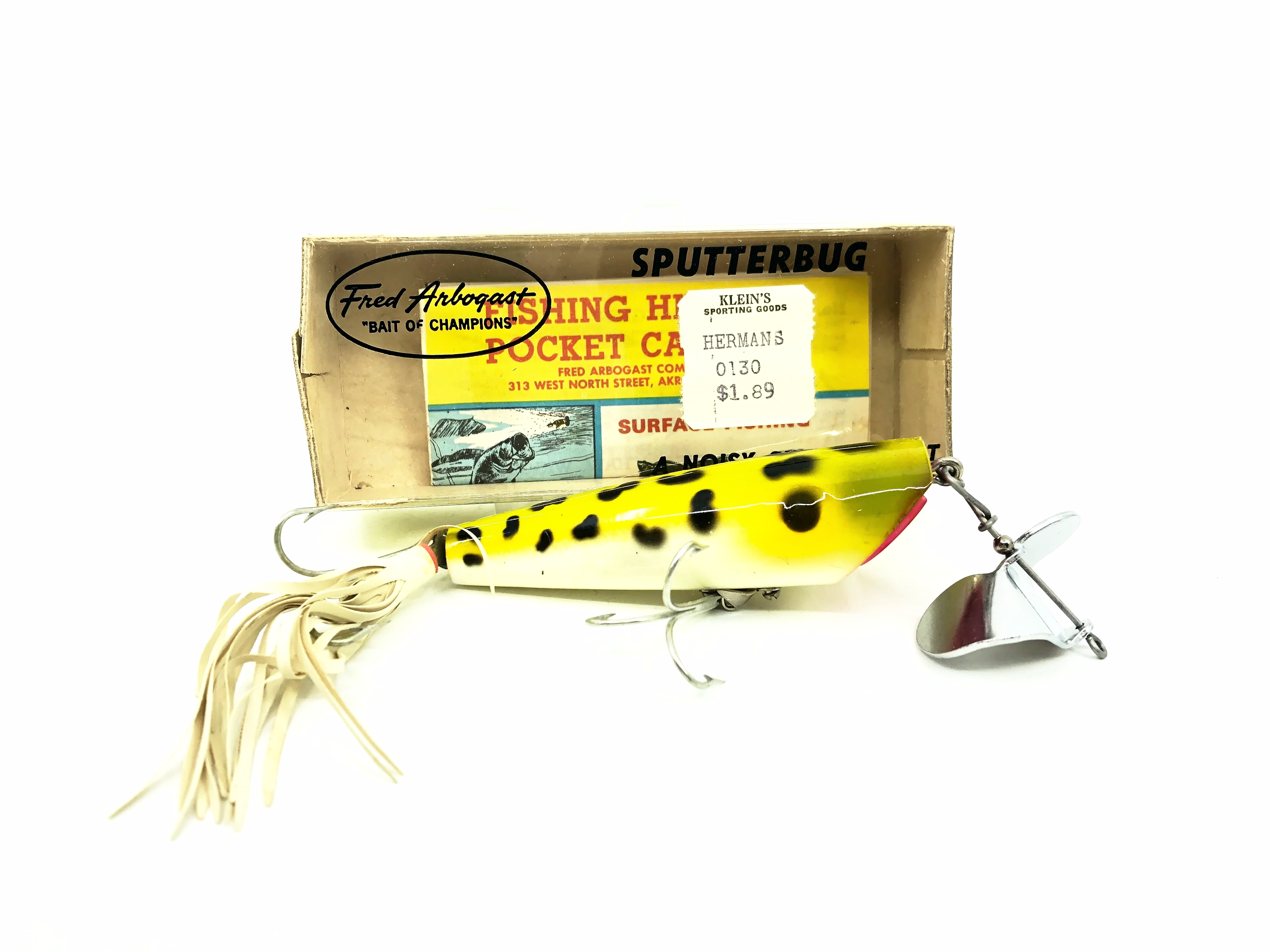 Leurre de pêche vintage Fred Arbogast Sputterbug couleur grenouille