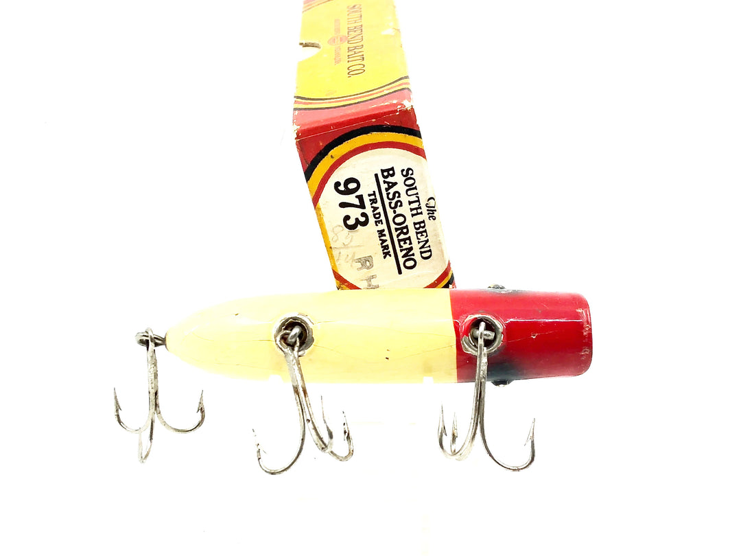 South Bend No. 973 Bass-Oreno, RH Red Head/White Body Color Box