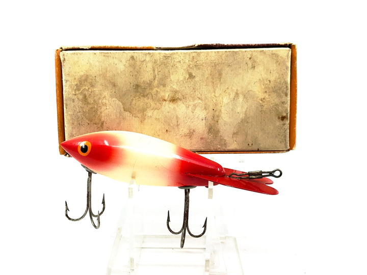 Bomber Wooden 600 Series, #10 Red Head & Tail/White Body Color with Box - Early model