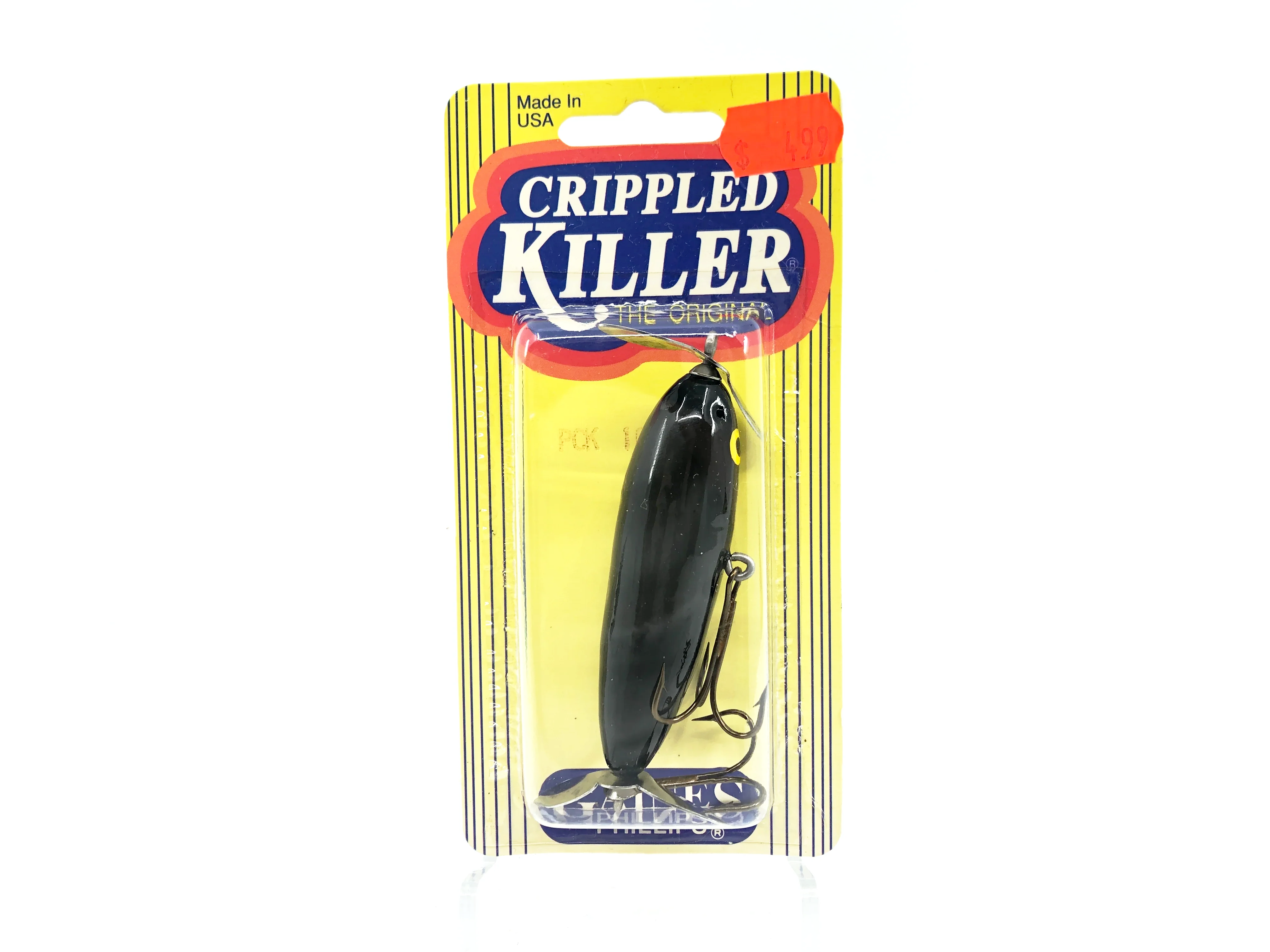 crippled killer fishing lure Gaines/Phillips Crippled Killer PCK-1000, #8 Black Color on Card
