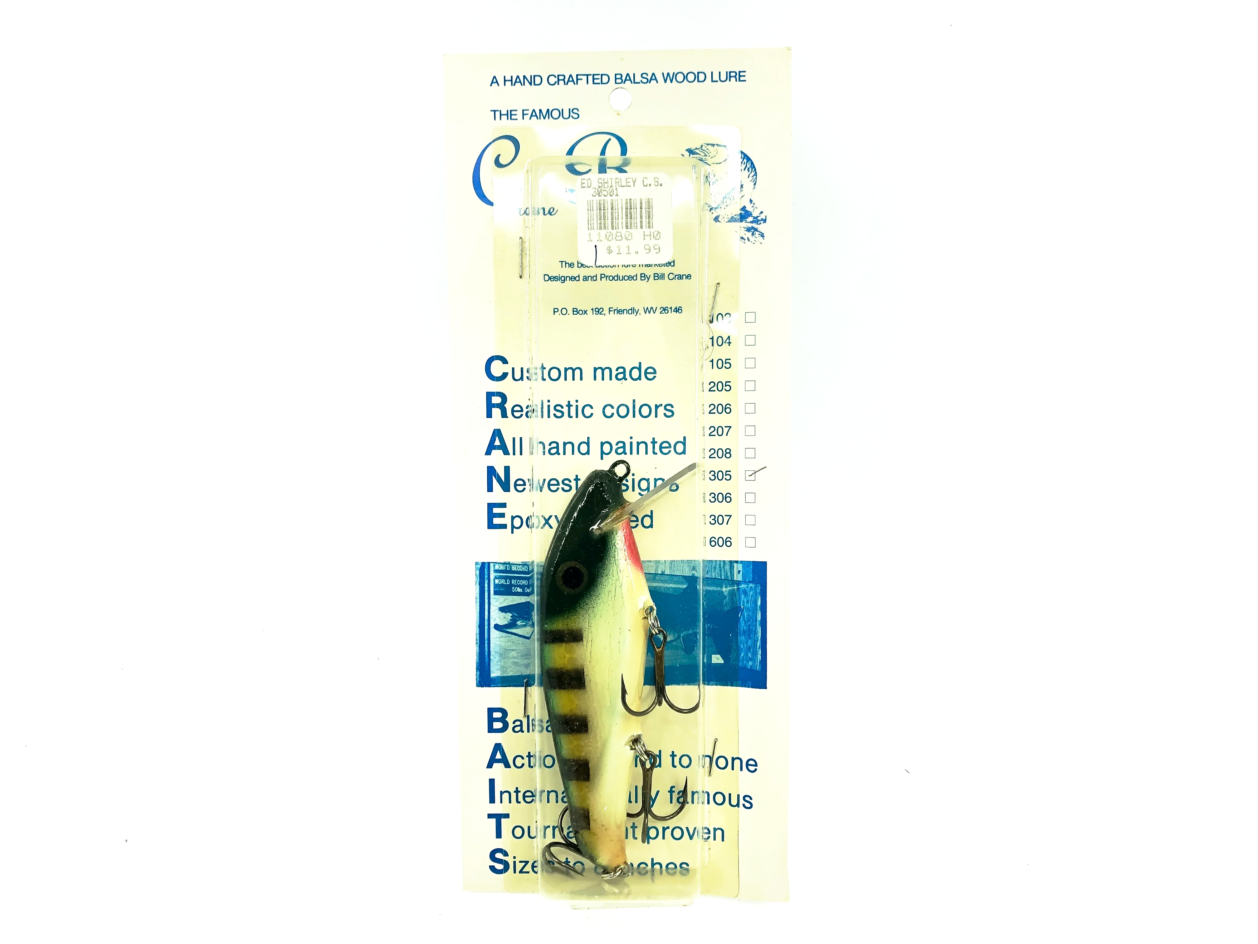 Crane 305 Musky Bait, Perch/White Belly Color on Card – My Bait