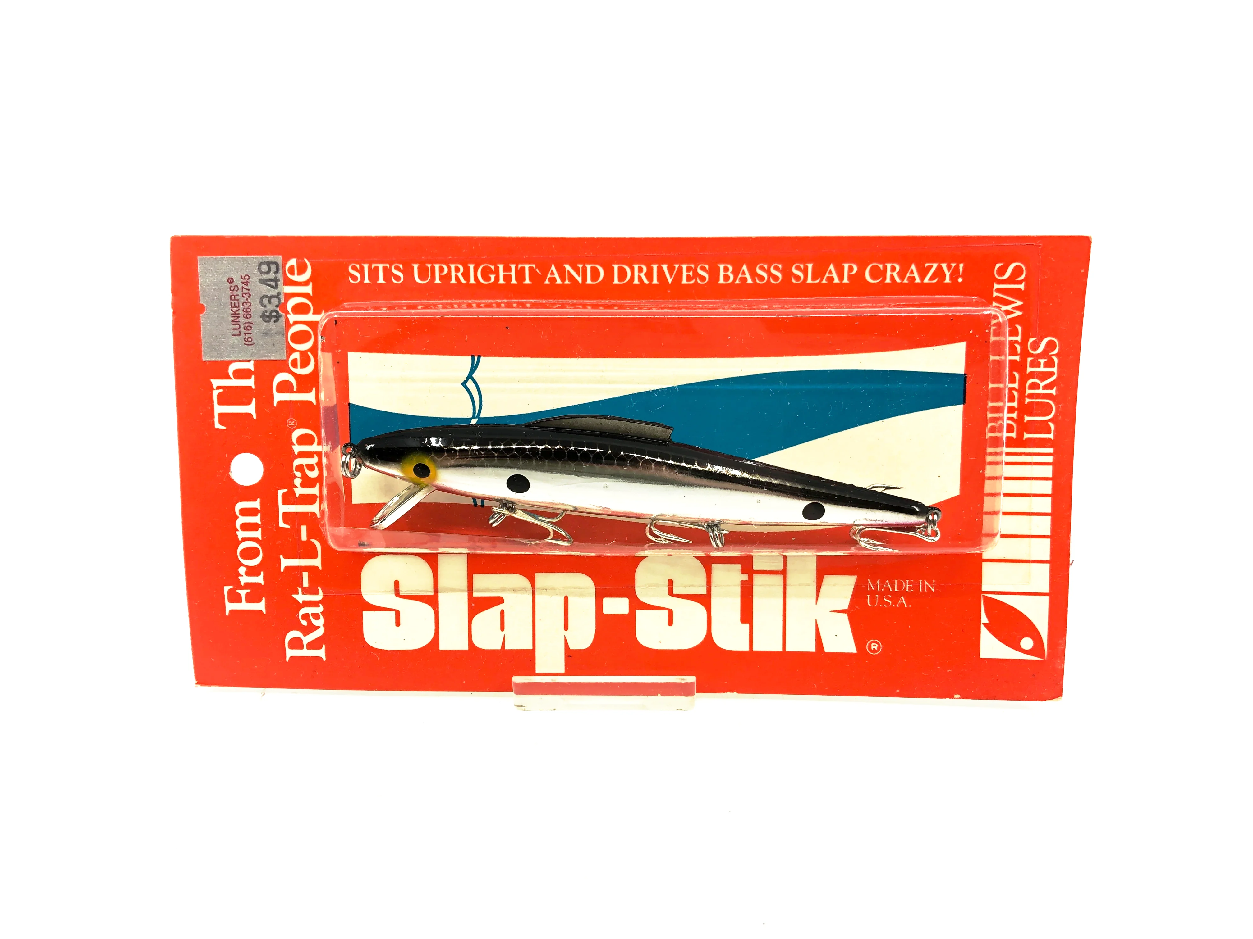 fish bit a lure sitting still Bill Lewis Slap-Stik, #25 Black Back/Chrome Color on Card – My Bait Shop,  LLC