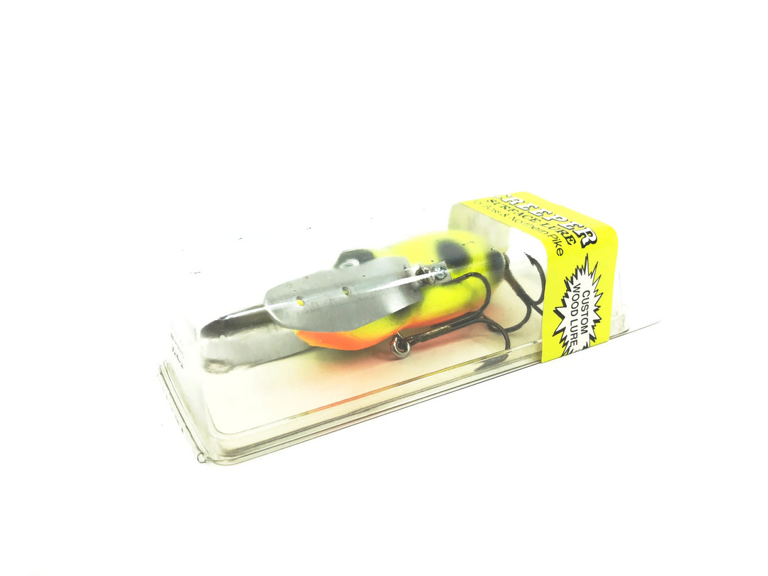 Hi-Fin Bass Creeper Lure, Chartreuse/Black Dots/Orange Belly Color in Box