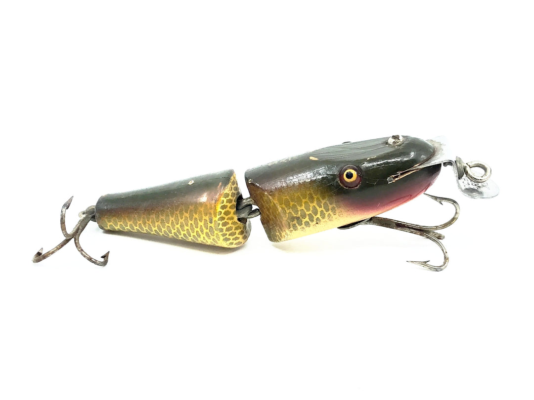Creek Chub 2700 Baby Jointed Pikie Minnow, Color 2704 Golden Shiner, Wooden Lure Glass Eyes