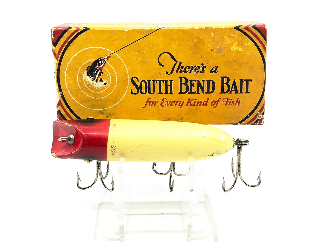 South Bend No. 973 Bass-Oreno, RH Red Head/White Body Color Box