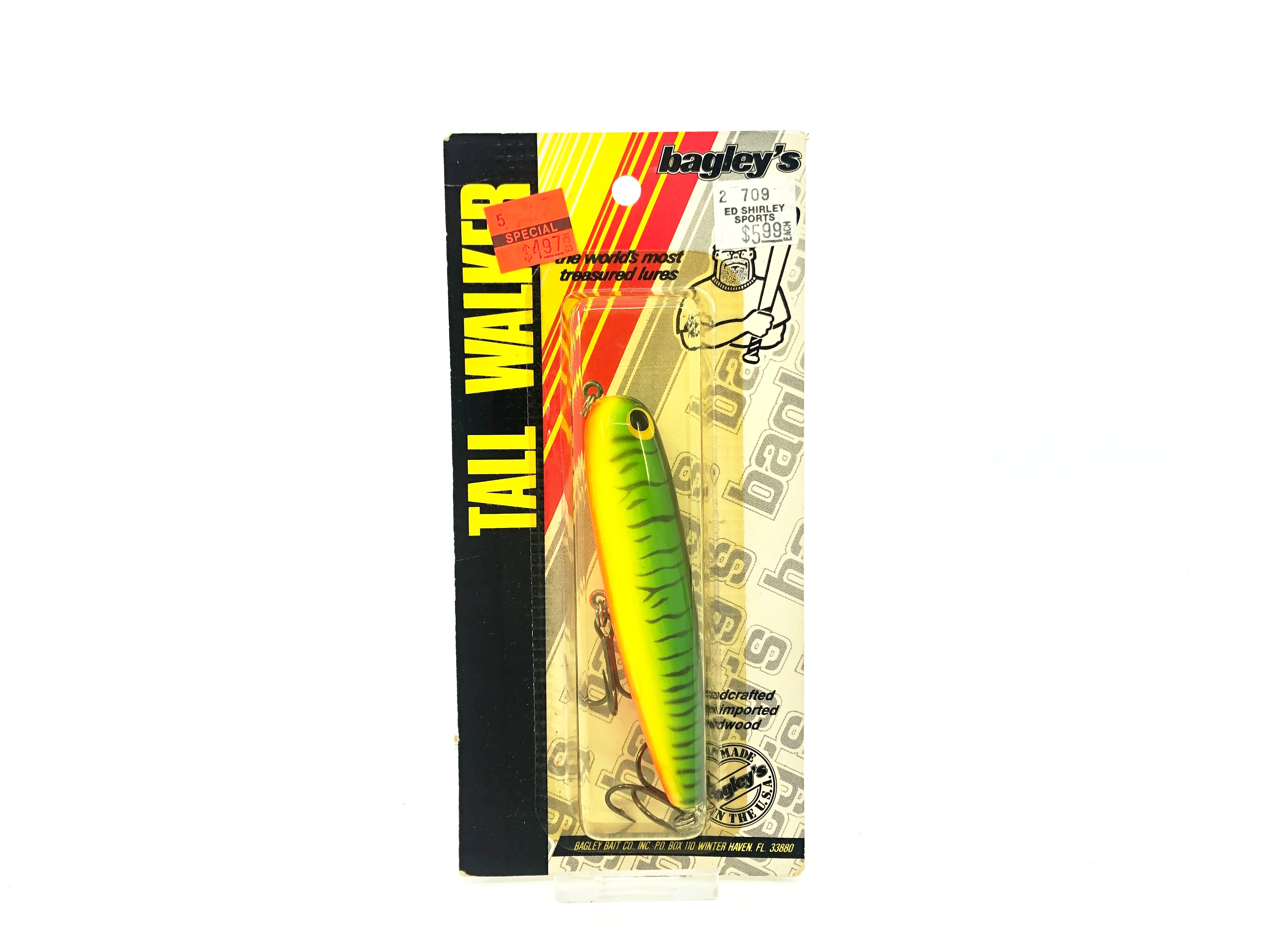 bagley fat cat fishing lure WOOD BAITS in CHARTREUSE Toad Tackle Bagley Fat Cat, Red/Black Back