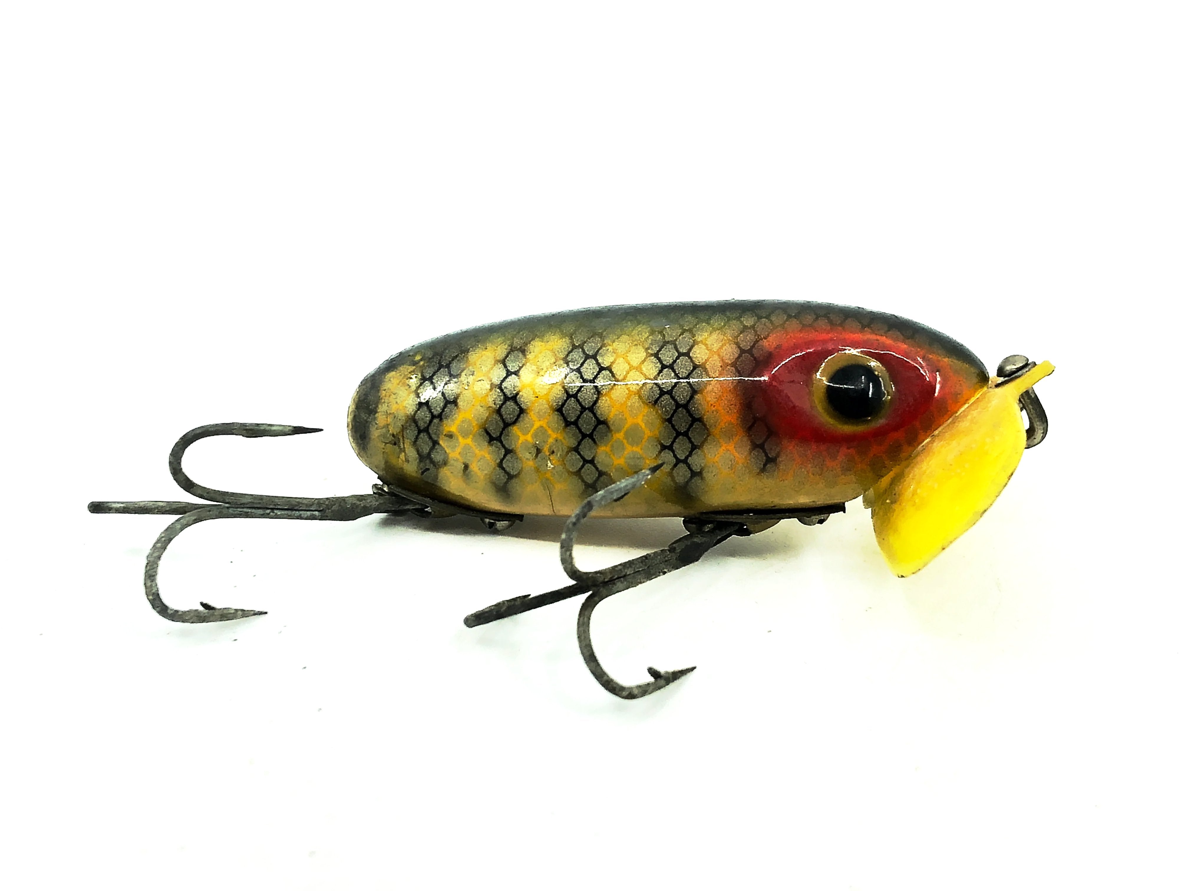 antique fishing lures jitterbug Arbogast Plastic Lip Jitterbug 1940's WWII Era, Perch Color