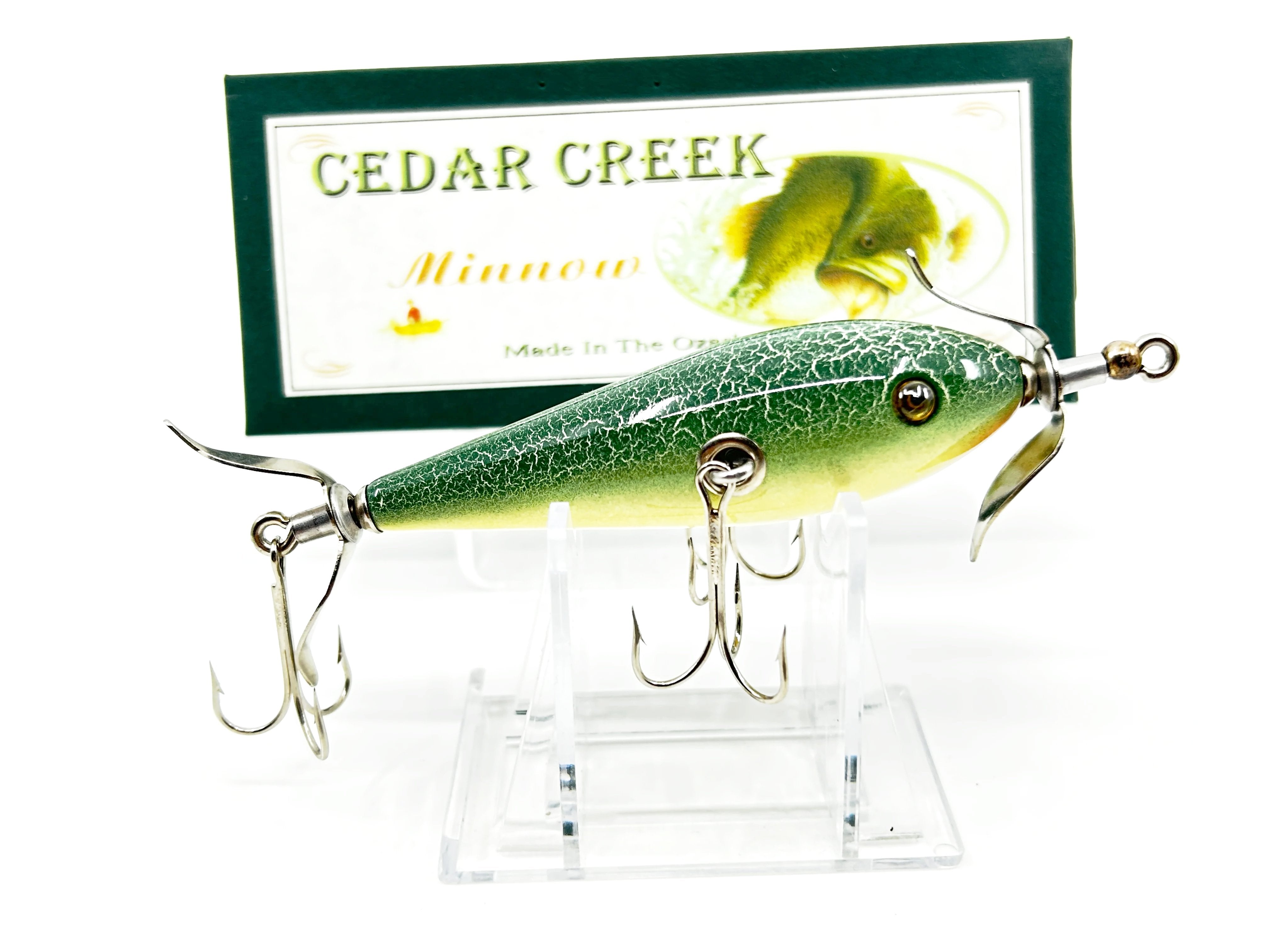 Cedar Creek Minnow - 3 Hook- Green Crackleback Color