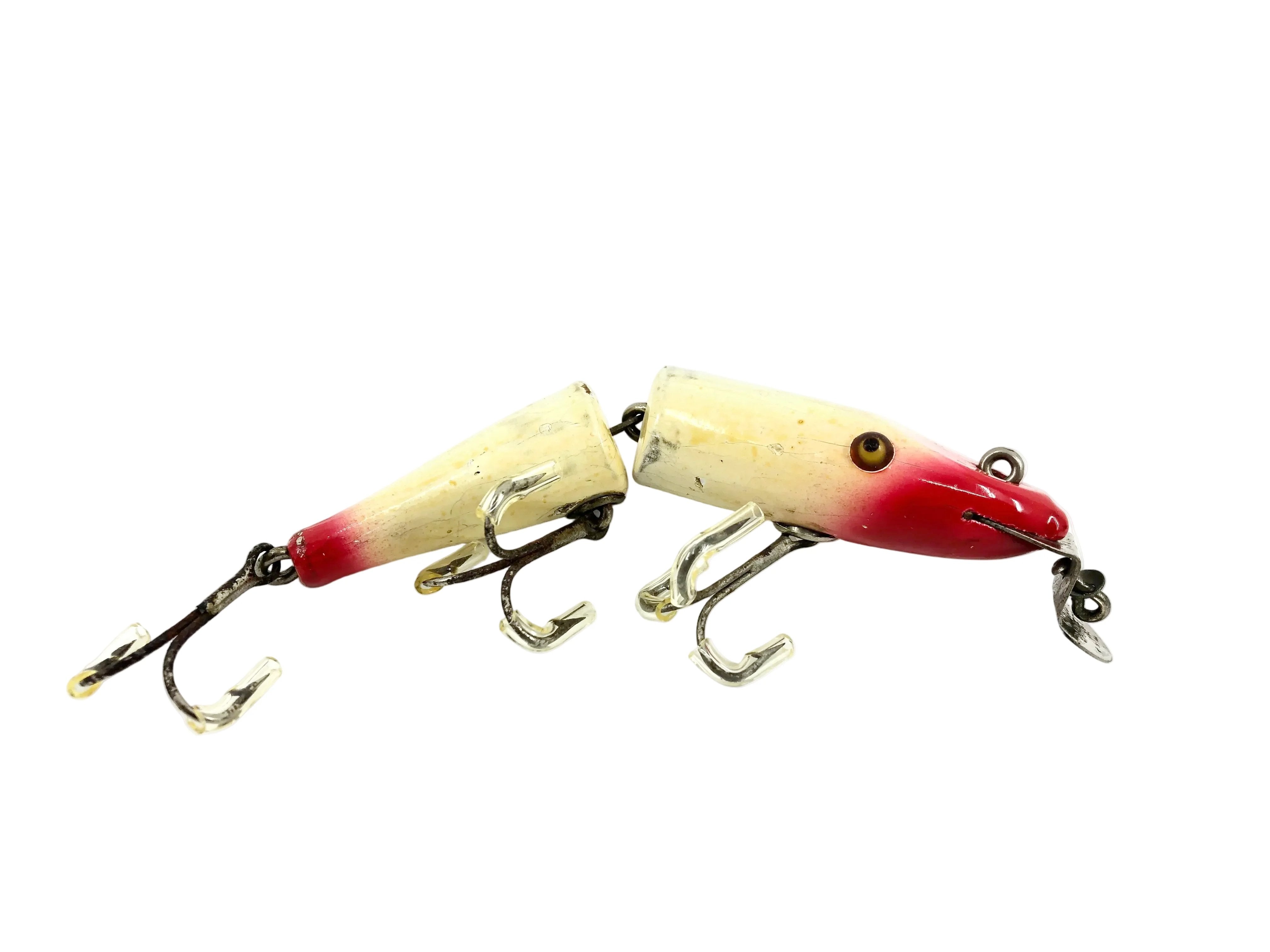 Creek Chub 2600 Jointed Pikie Minnow, Red Head/White Color 2602 Glass Eyes, Blended Red, DLT!