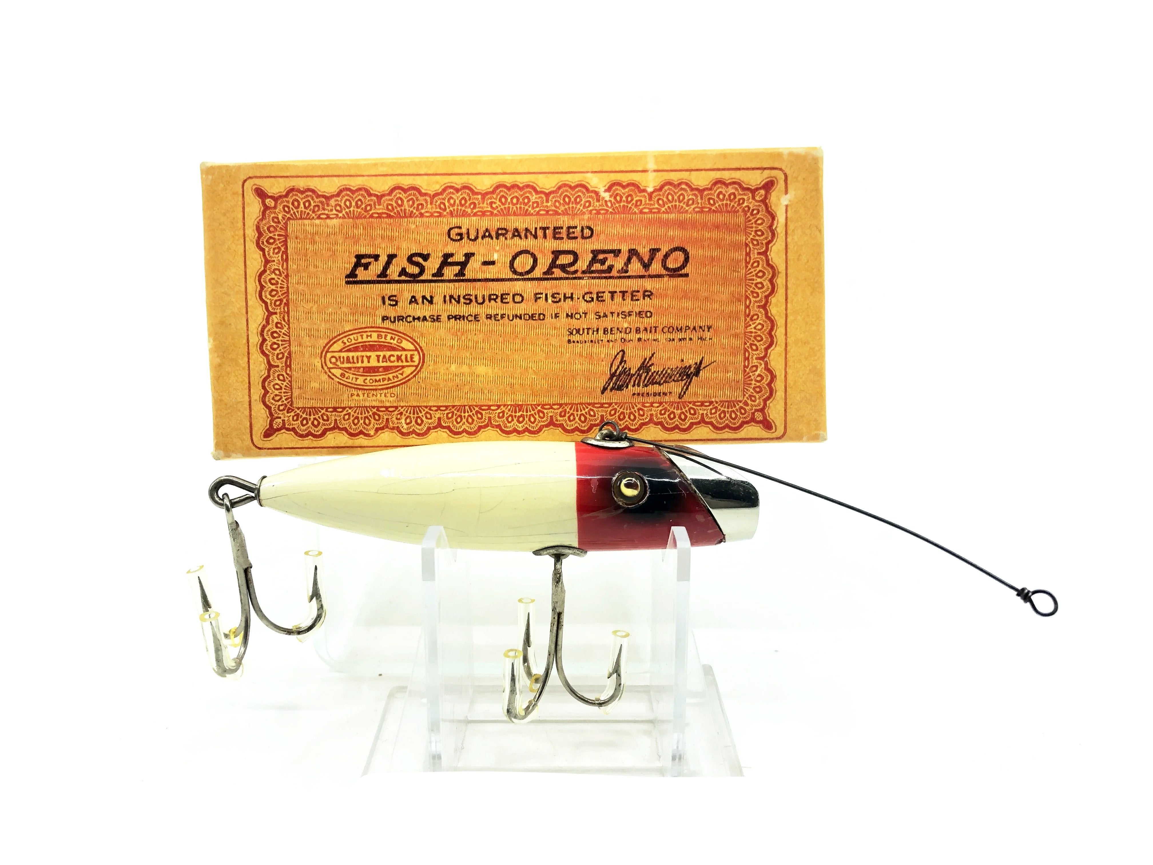 South Bend Fish-Oreno 953, RH Red Head White Color, GE w/Box – My