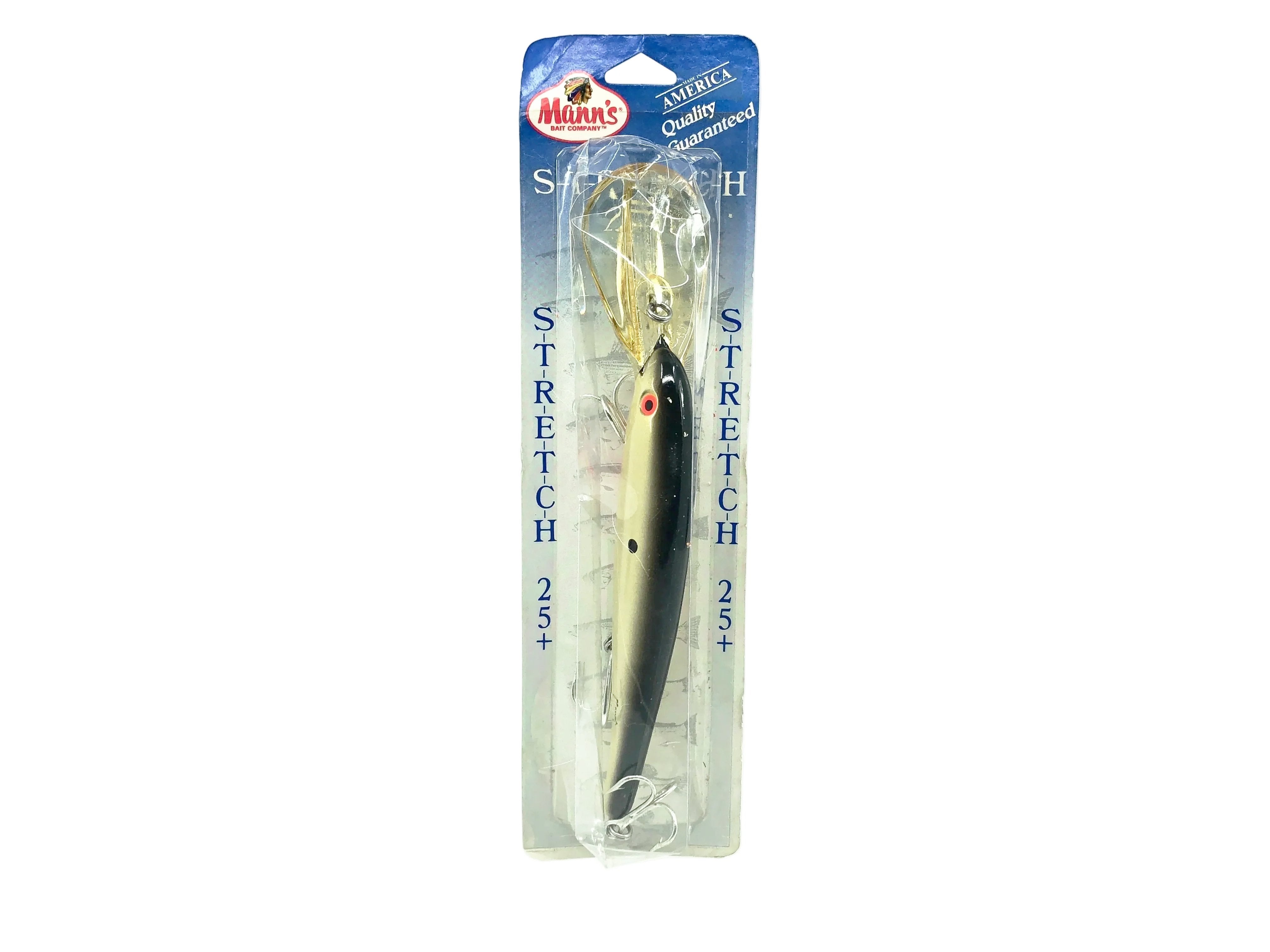 bobby mann fishing lures Mann's Stretch 25+, Pearl/Black Back Color on Card