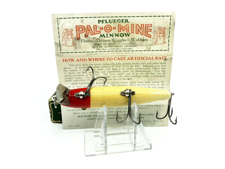 Pflueger Pal-O-Mine Minnow 5096 in Red Head White Body Color with Box